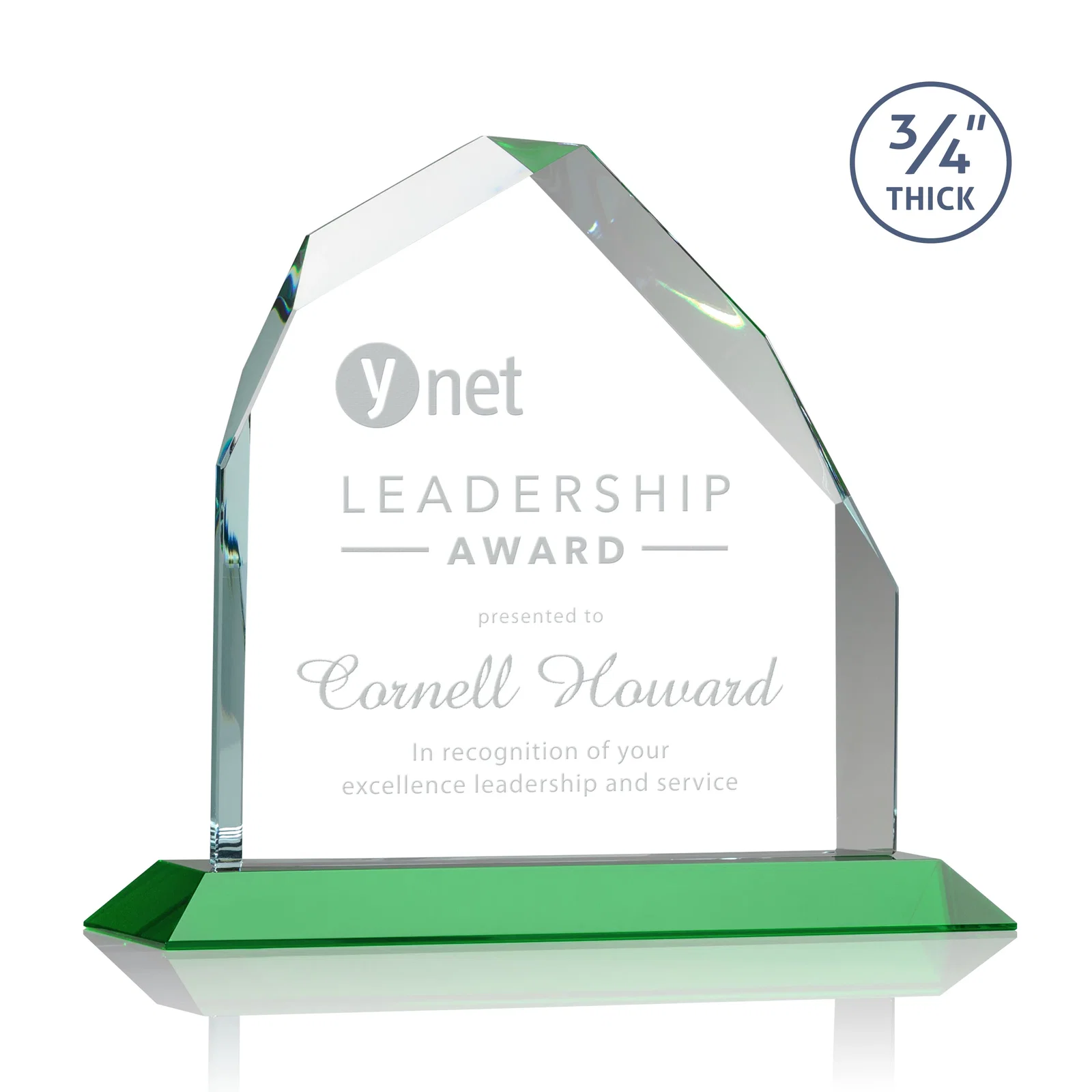 Custom Starfire Crystal Peak Award with Divergent Bevel Edges, awards for dealer and partner awards