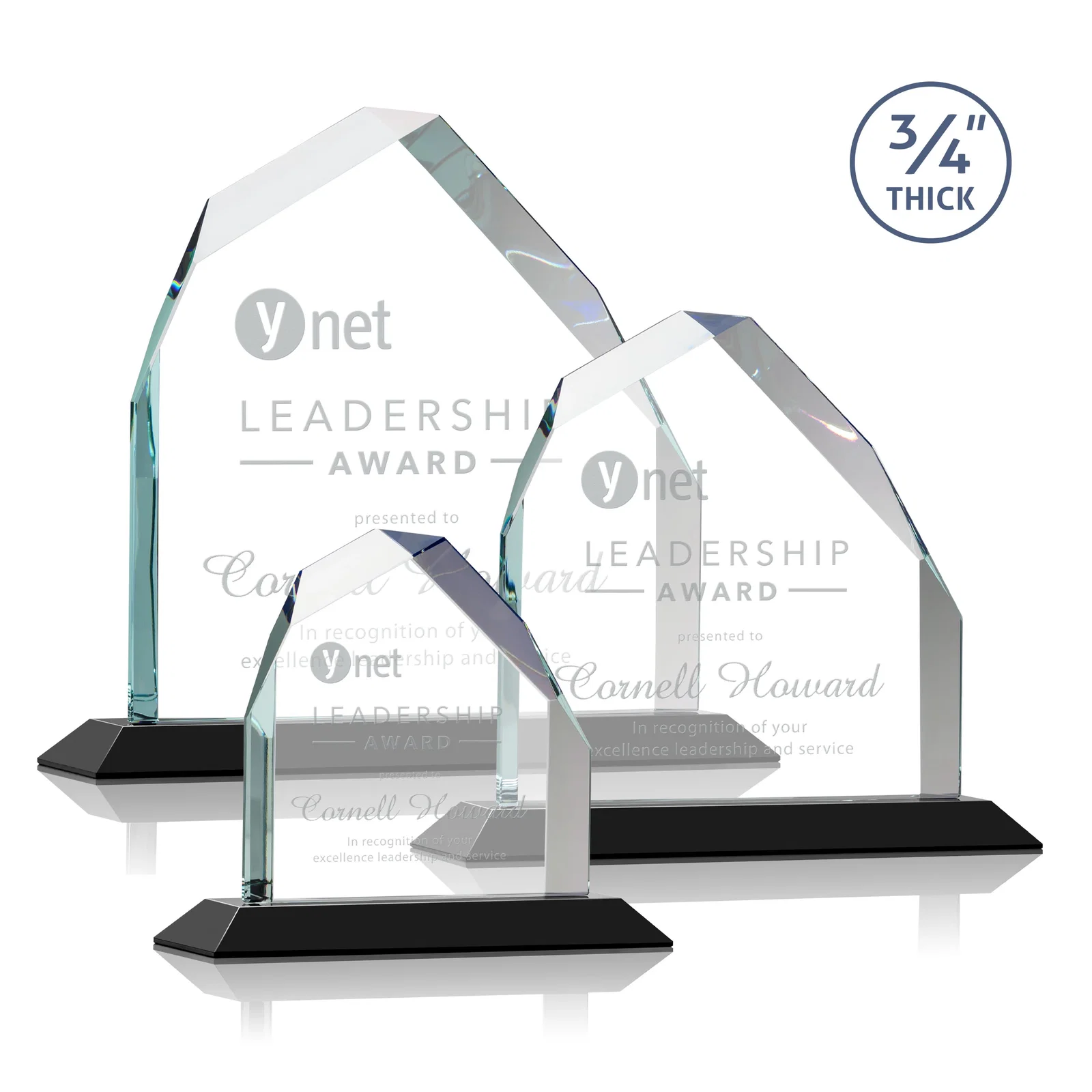 Personalized Starfire Crystal Peak Award with Divergent Bevel Edges, awards for employee recognition
