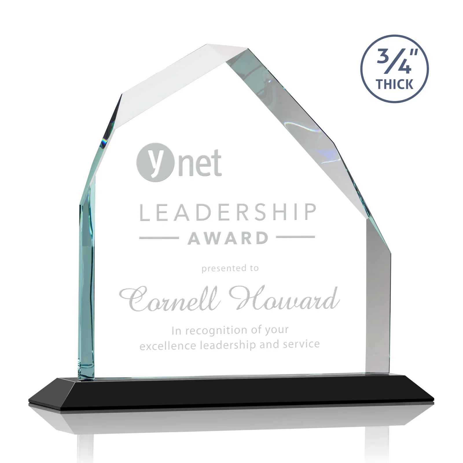 Personalized Starfire Crystal Peak Award with Divergent Bevel Edges, awards for sales achievement awards