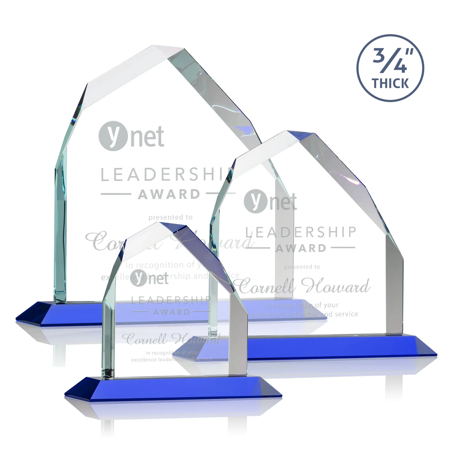 Personalized Starfire Crystal Peak Award with Divergent Bevel Edges, awards for retirement presentations