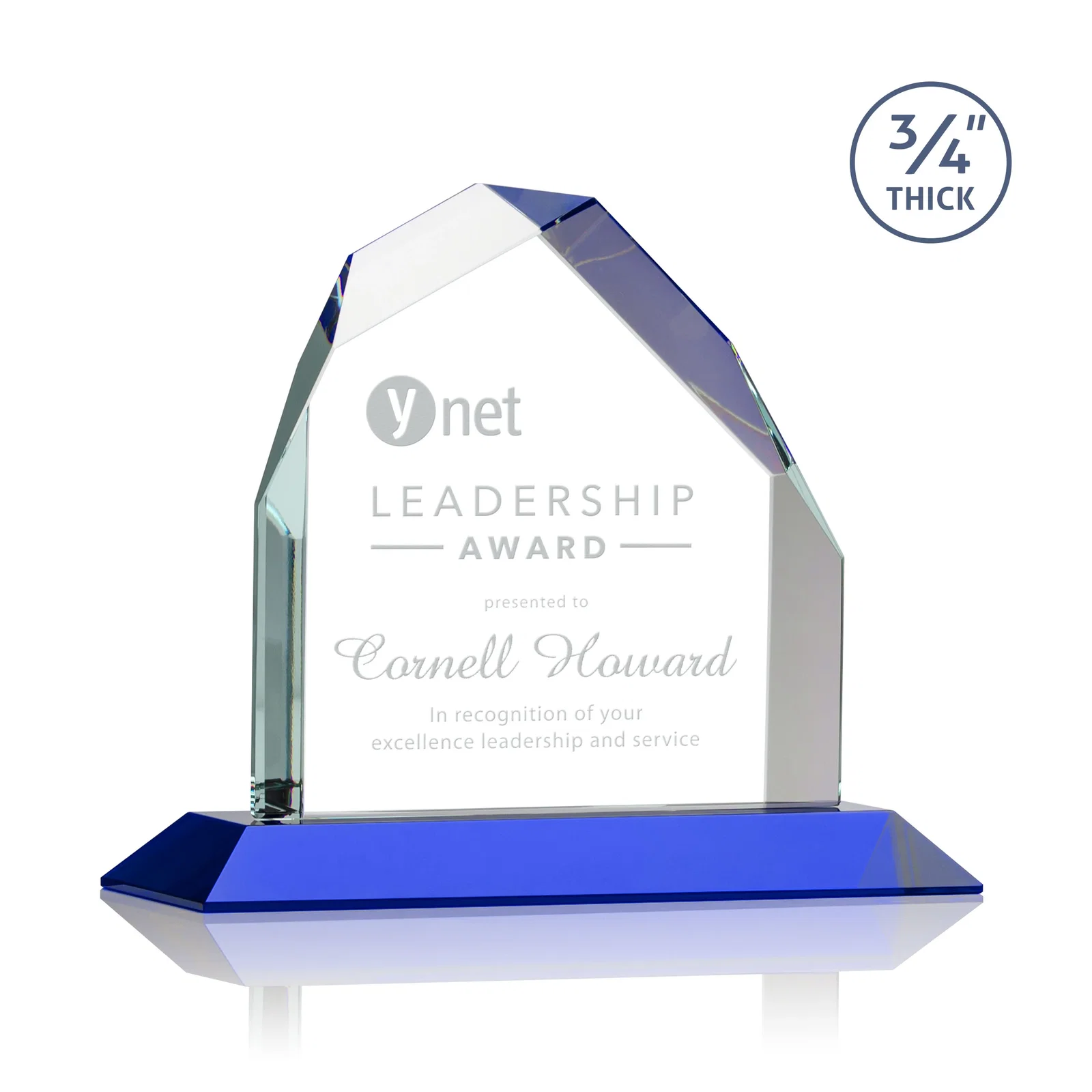 Personalized Starfire Crystal Peak Award with Divergent Bevel Edges, awards for team milestone celebrations