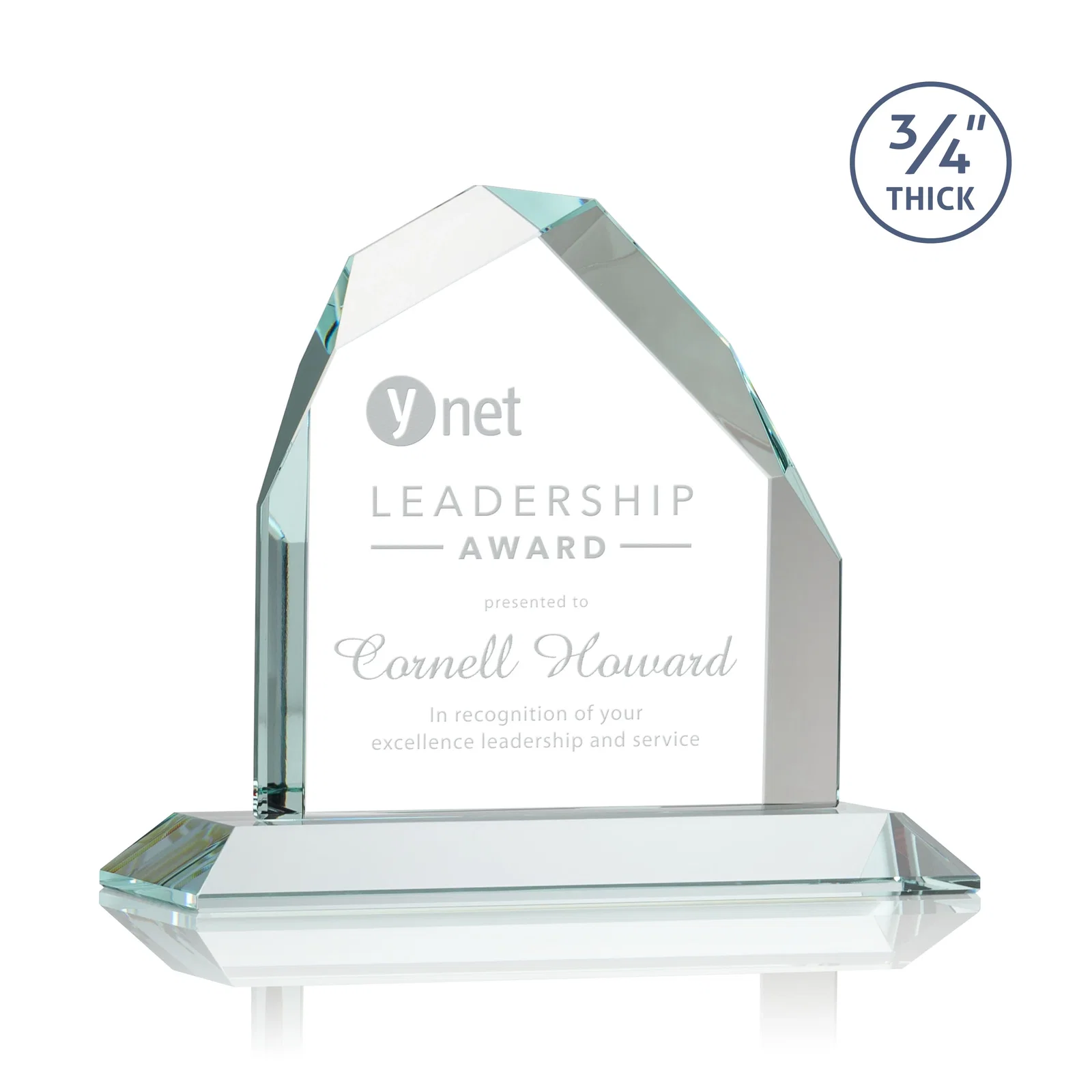 Custom Starfire Crystal Peak Award with Divergent Bevel Edges, awards for corporate award ceremonies