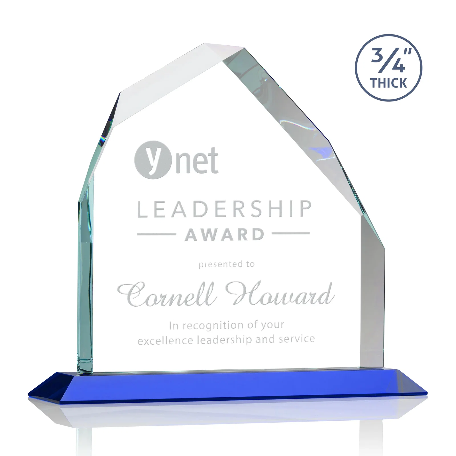 Personalized Starfire Crystal Peak Award with Divergent Bevel Edges, awards for graduation ceremonies