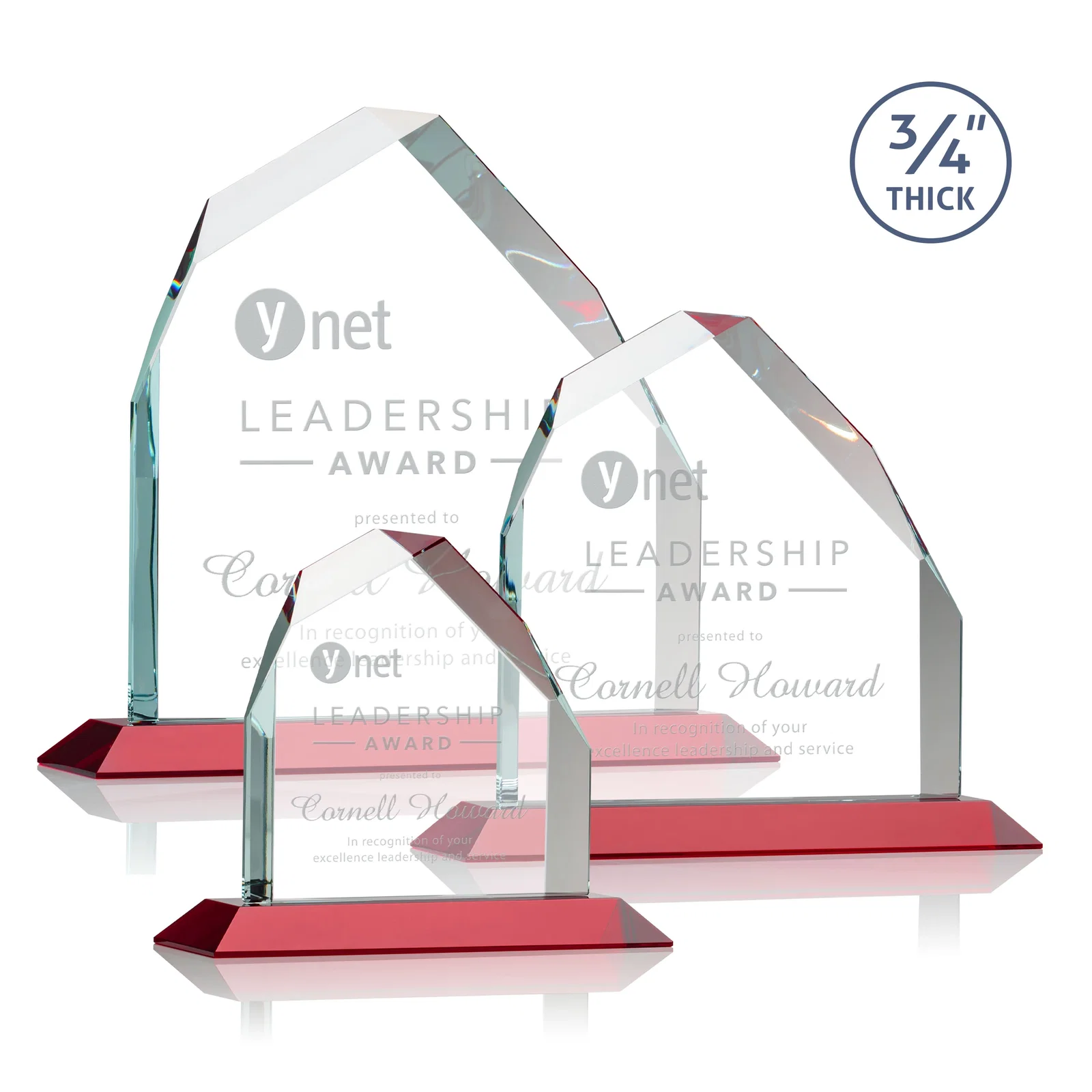 Personalized Starfire Crystal Peak Award with Divergent Bevel Edges, awards for safety achievement programs
