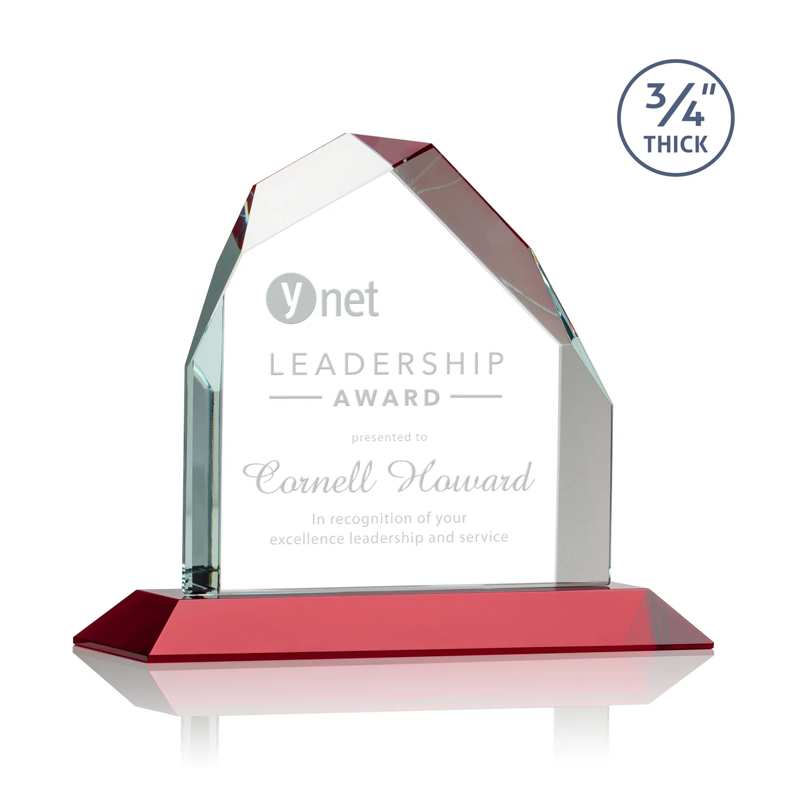 Personalized Starfire Crystal Peak Award with Divergent Bevel Edges, awards for volunteer appreciation