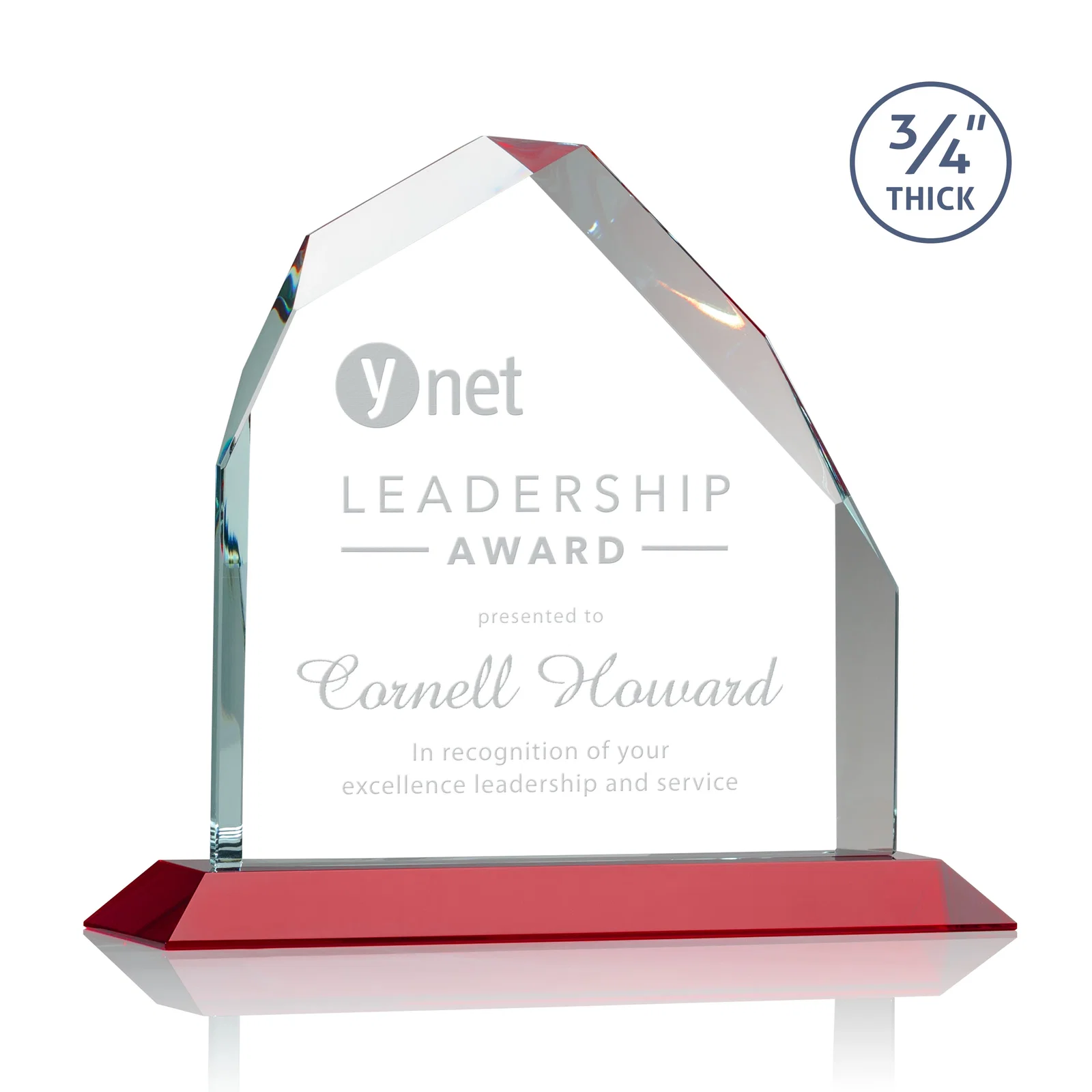 Personalized Starfire Crystal Peak Award with Divergent Bevel Edges, awards for dealer and partner awards