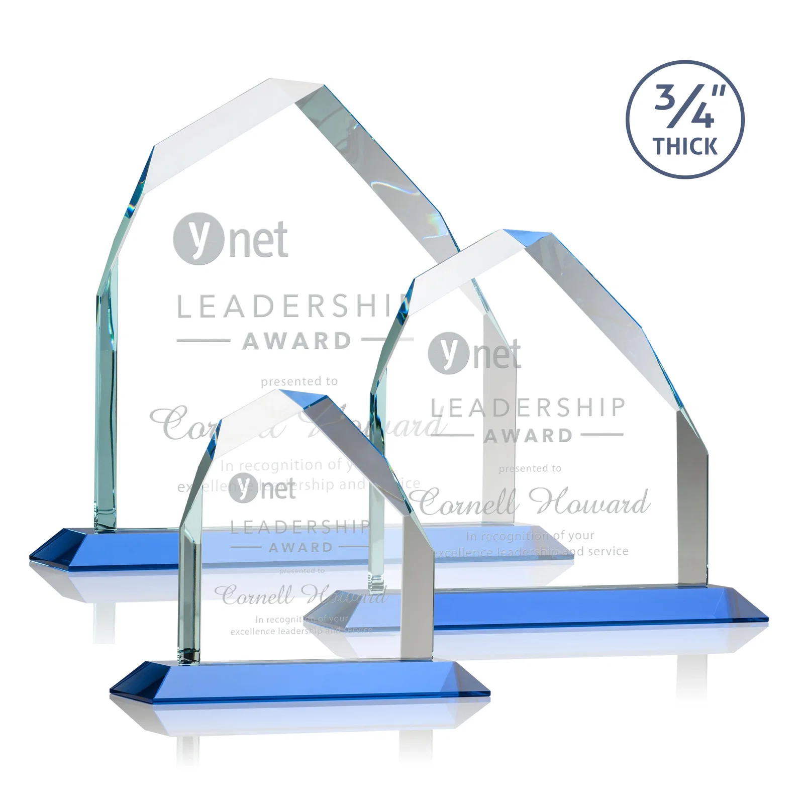 Promotional Starfire Crystal Peak Award with Divergent Bevel Edges, awards for employee recognition