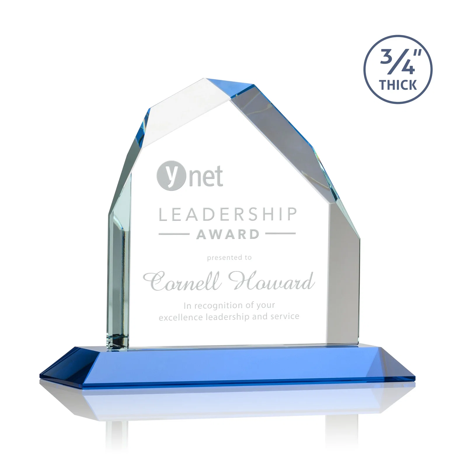 Promotional Starfire Crystal Peak Award with Divergent Bevel Edges, awards for corporate award ceremonies