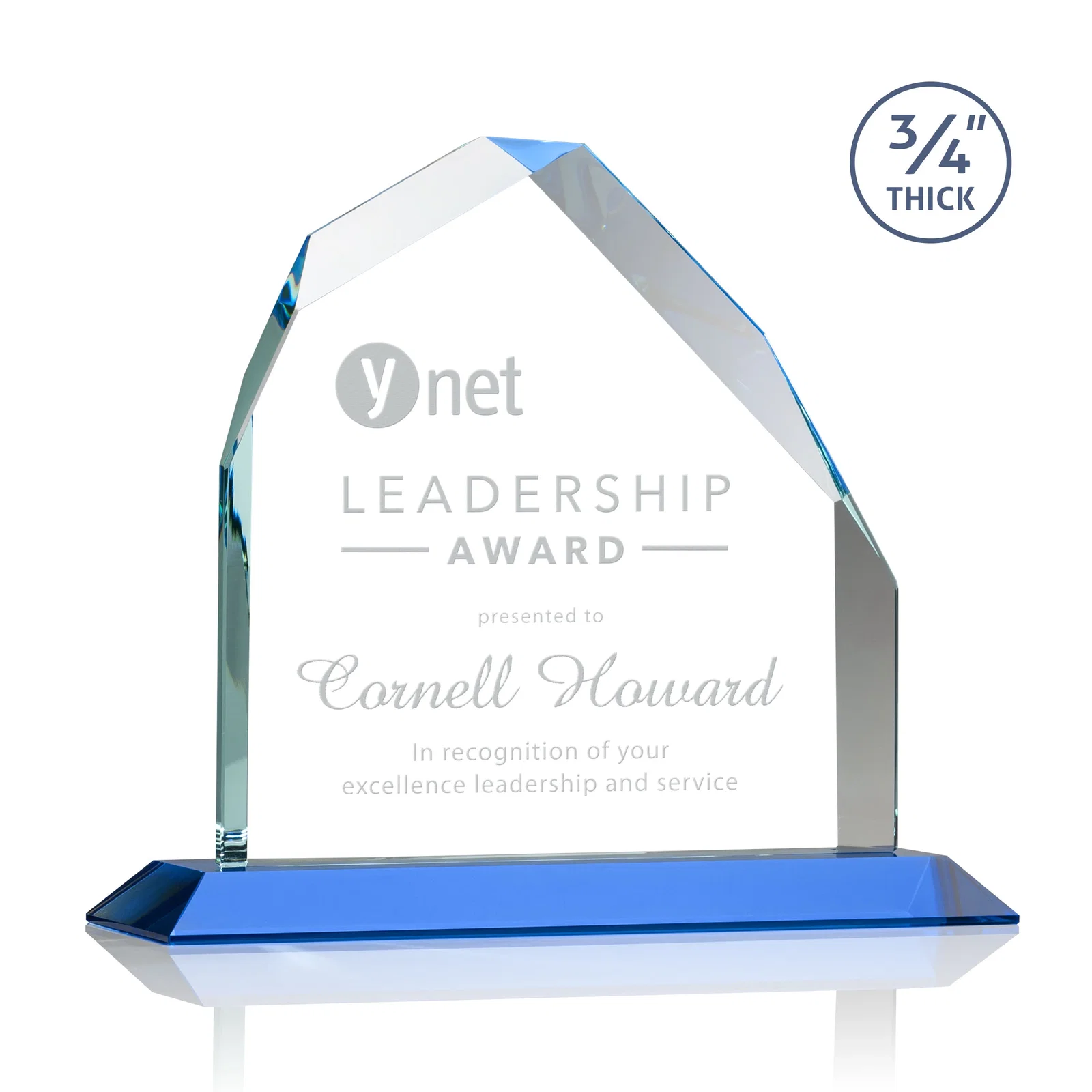 Promotional Starfire Crystal Peak Award with Divergent Bevel Edges, awards for service anniversary gifts
