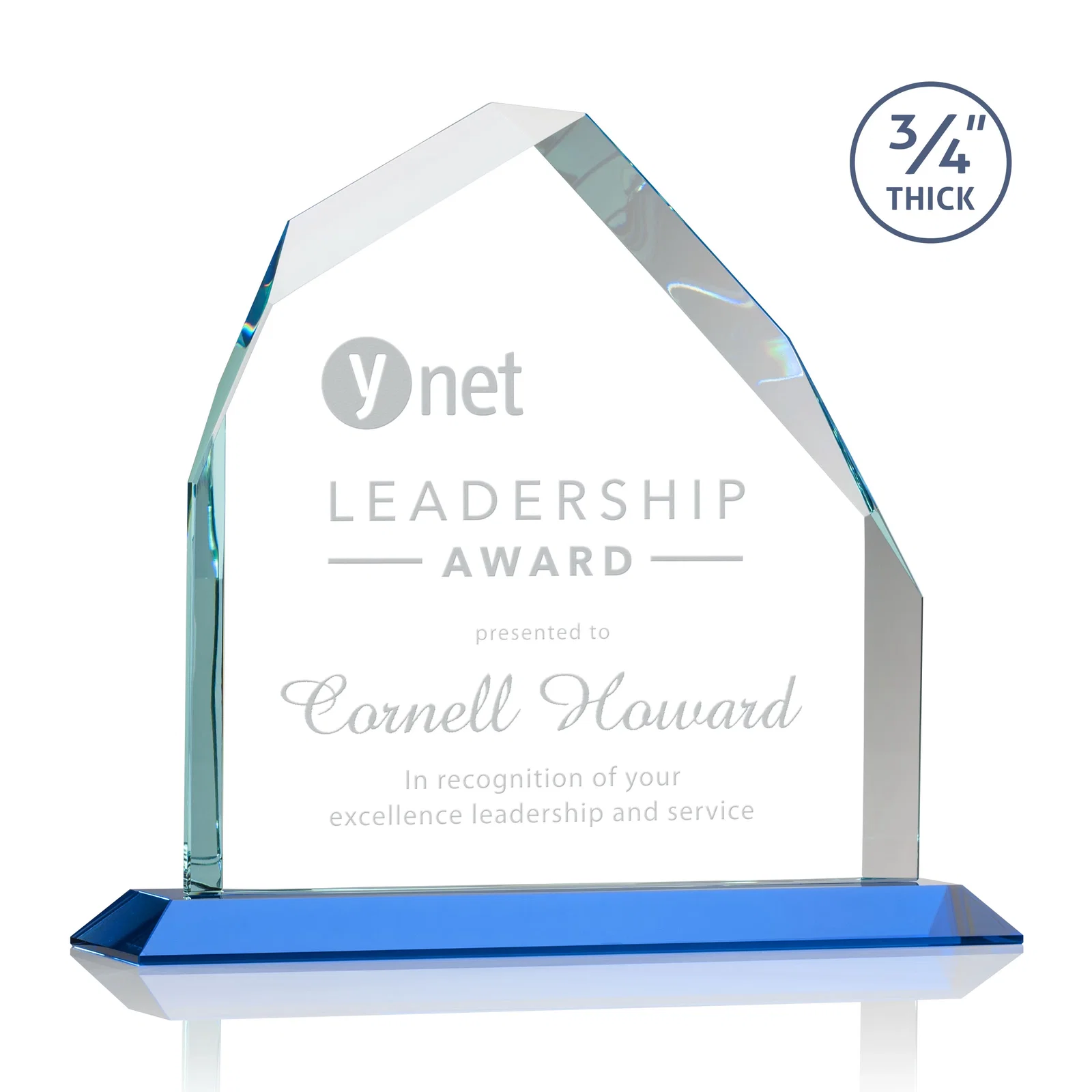Promotional Starfire Crystal Peak Award with Divergent Bevel Edges, awards for sales achievement awards