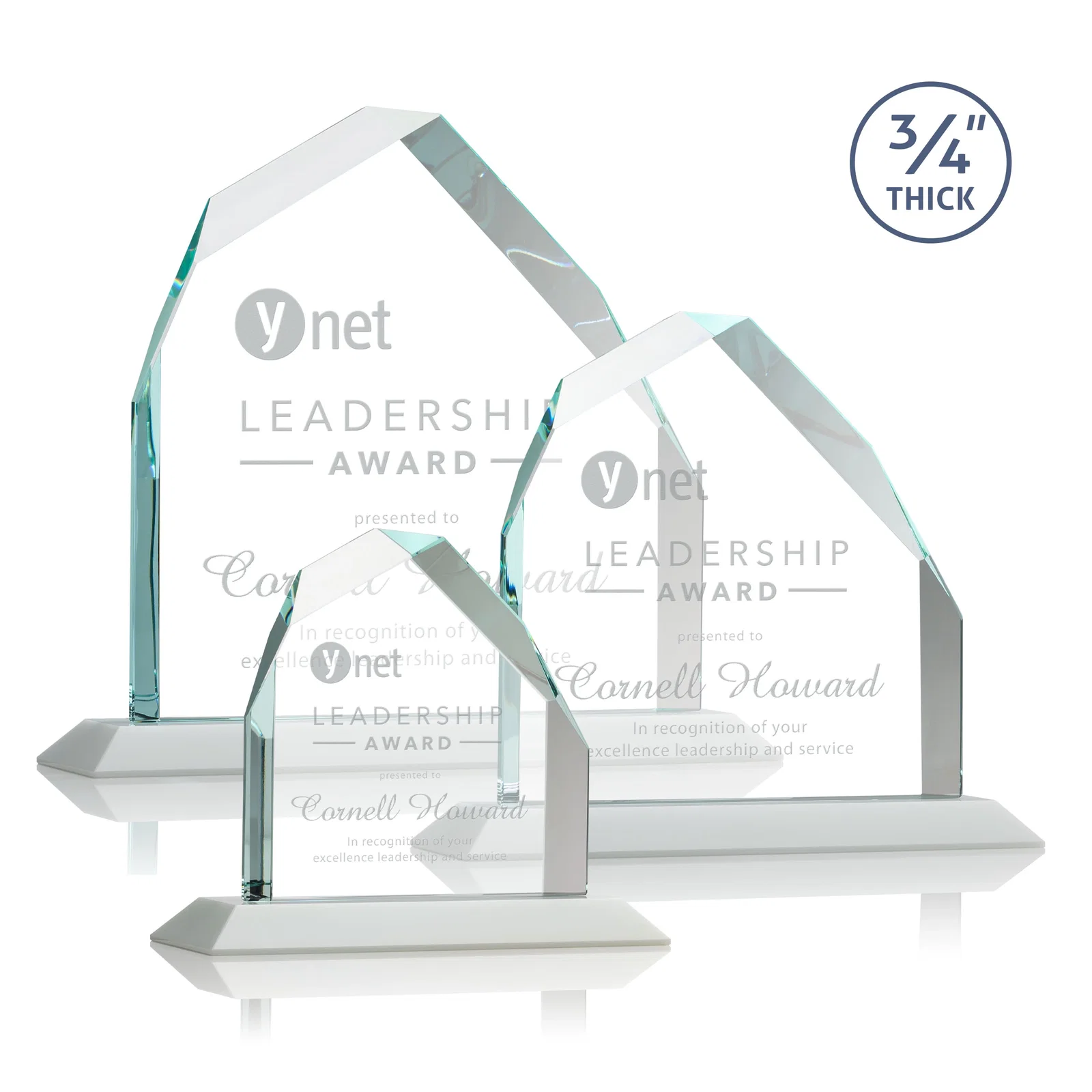 Promotional Starfire Crystal Peak Award with Divergent Bevel Edges, awards for retirement presentations