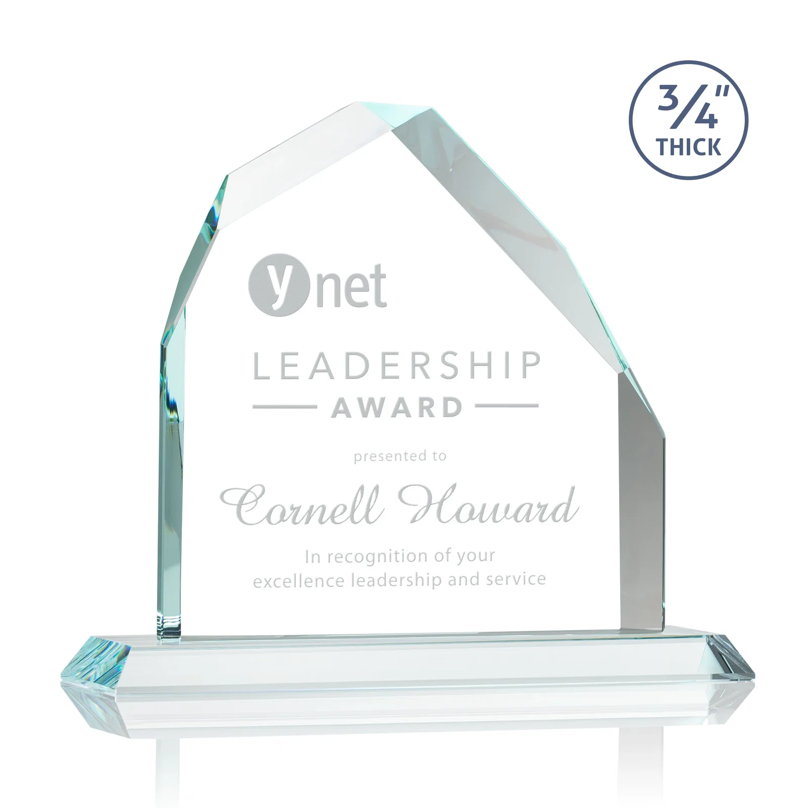 Custom Starfire Crystal Peak Award with Divergent Bevel Edges, awards for service anniversary gifts