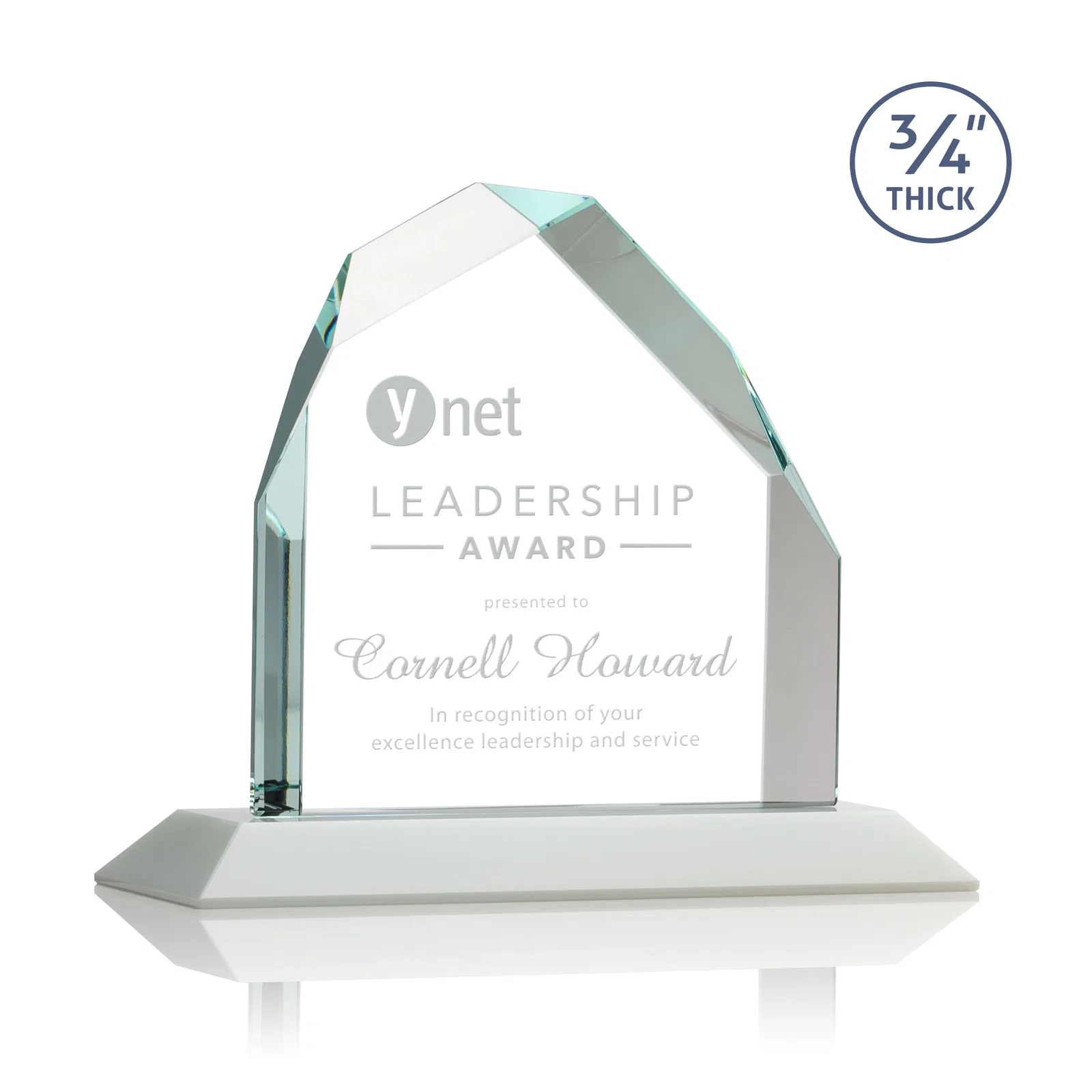 Promotional Starfire Crystal Peak Award with Divergent Bevel Edges, awards for team milestone celebrations