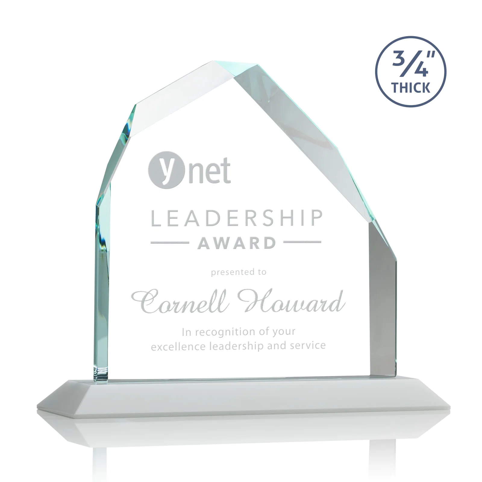 Promotional Starfire Crystal Peak Award with Divergent Bevel Edges, awards for donor appreciation