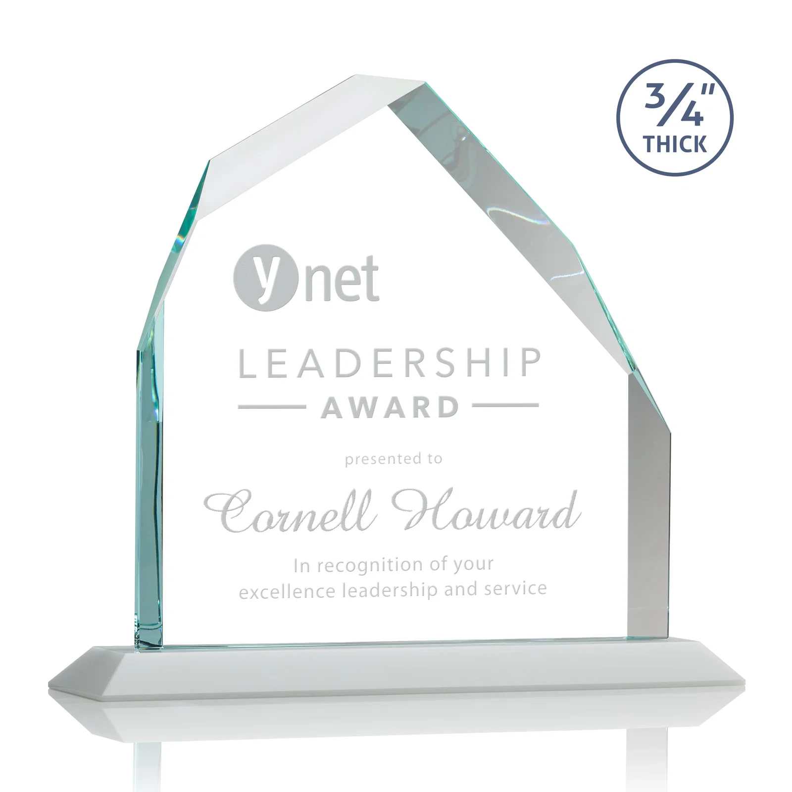 Promotional Starfire Crystal Peak Award with Divergent Bevel Edges, awards for graduation ceremonies