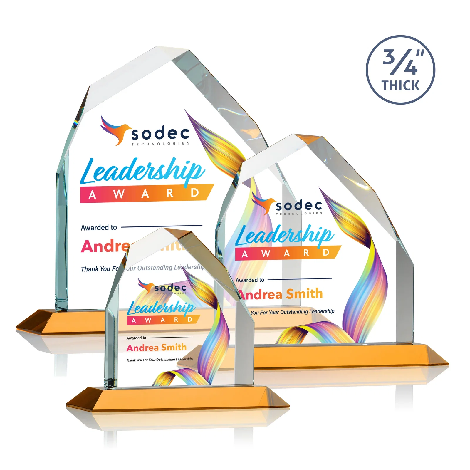 Promotional Starfire Crystal Peak Award with Divergent Bevel Edges, awards for safety achievement programs