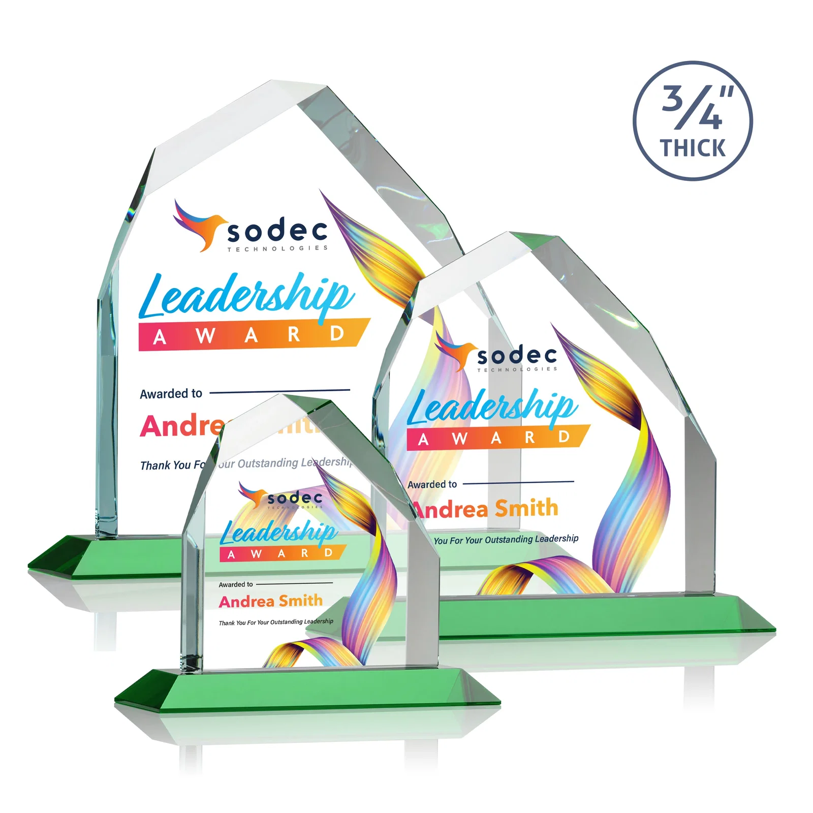 Branded Starfire Crystal Peak Award with Divergent Bevel Edges, awards for employee recognition