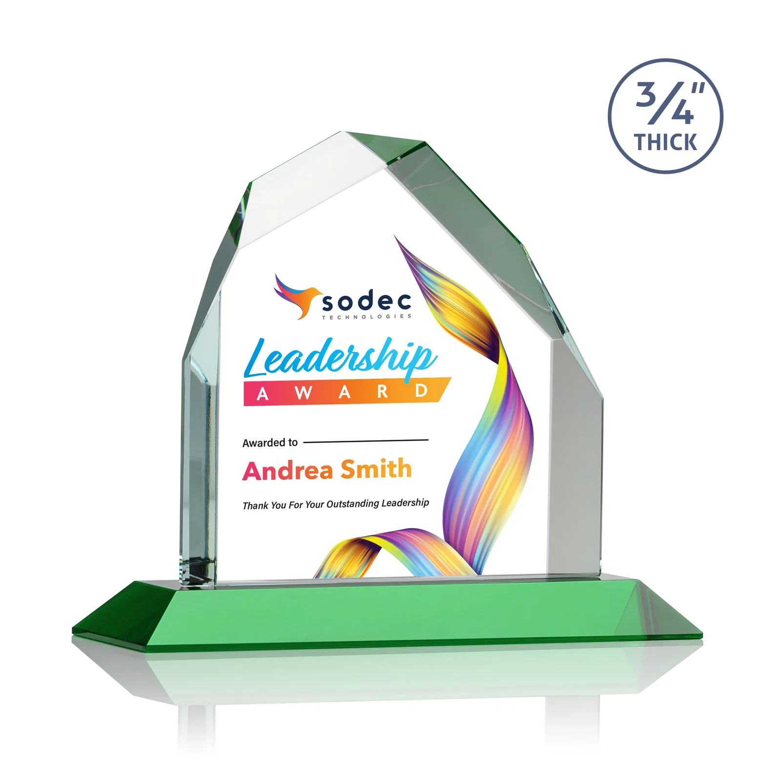 Branded Starfire Crystal Peak Award with Divergent Bevel Edges, awards for corporate award ceremonies