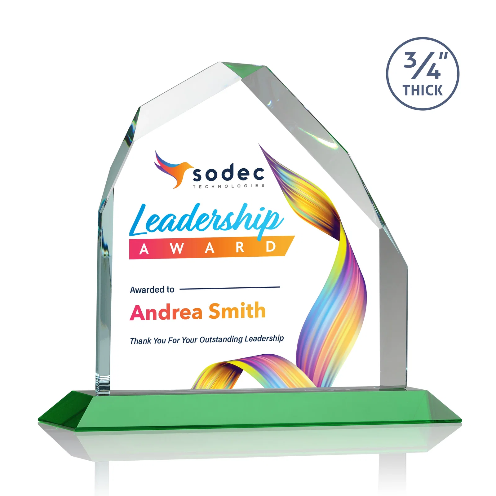 Branded Starfire Crystal Peak Award with Divergent Bevel Edges, awards for service anniversary gifts