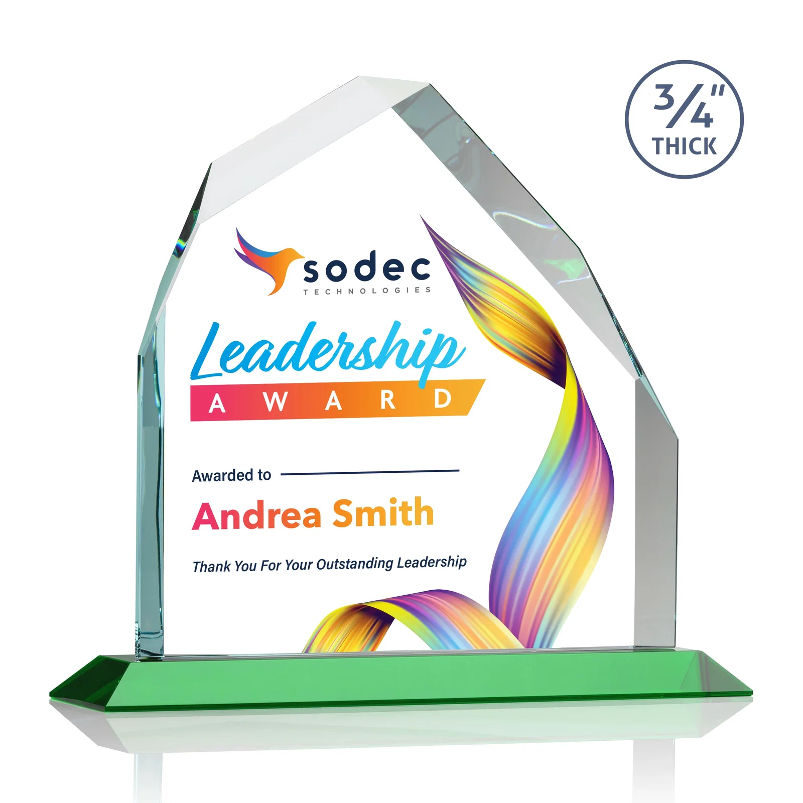 Branded Starfire Crystal Peak Award with Divergent Bevel Edges, awards for sales achievement awards