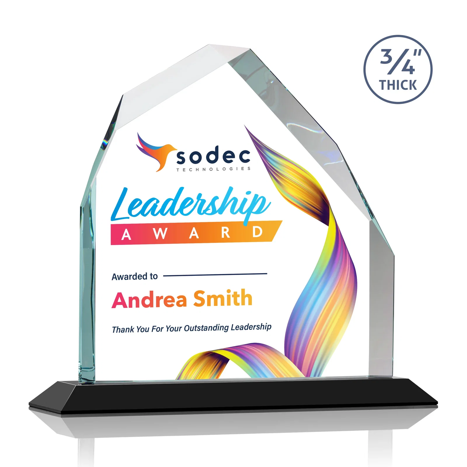 Branded Starfire Crystal Peak Award with Divergent Bevel Edges, awards for graduation ceremonies