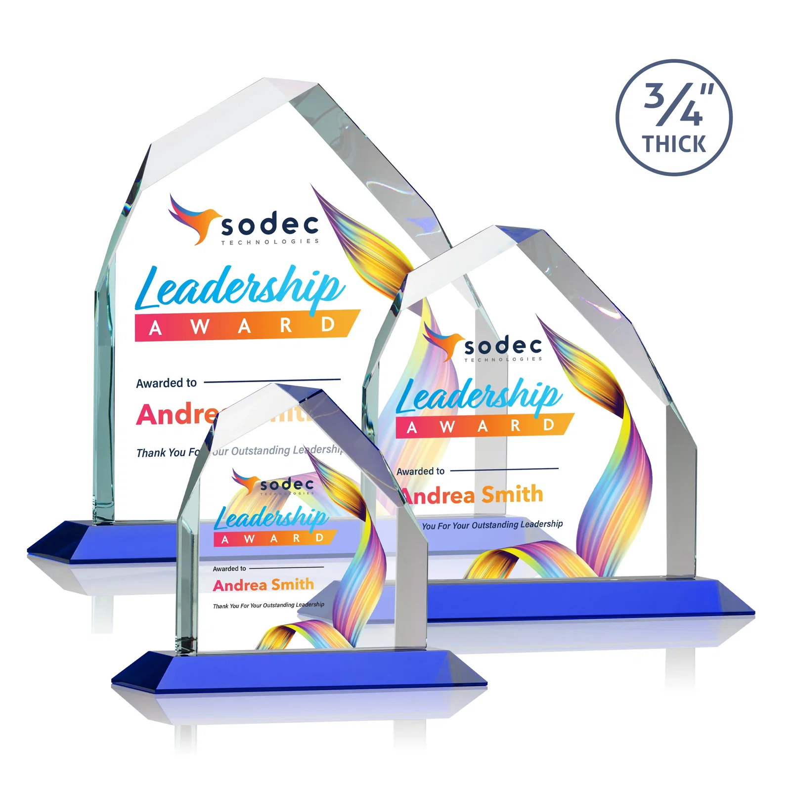 Branded Starfire Crystal Peak Award with Divergent Bevel Edges, awards for safety achievement programs