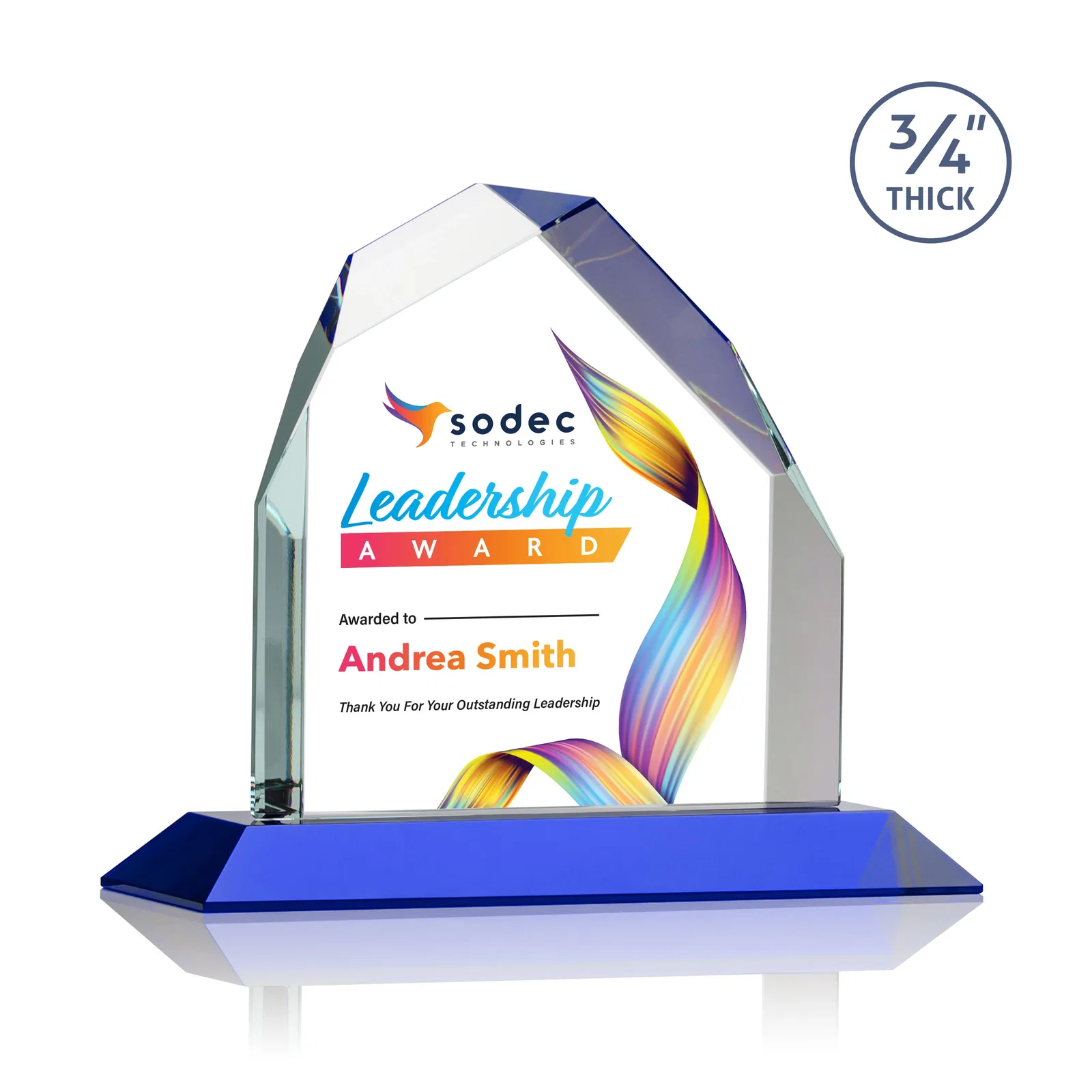 Branded Starfire Crystal Peak Award with Divergent Bevel Edges, awards for volunteer appreciation