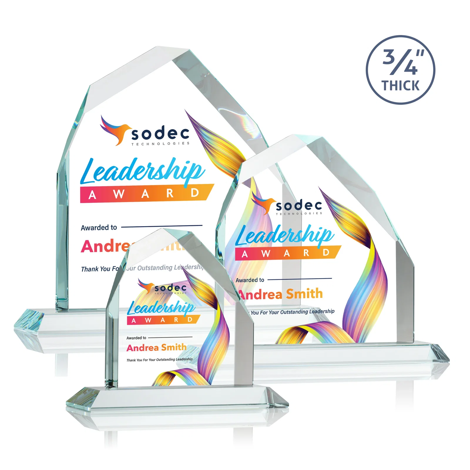 Customized Starfire Crystal Peak Award with Divergent Bevel Edges, awards for employee recognition