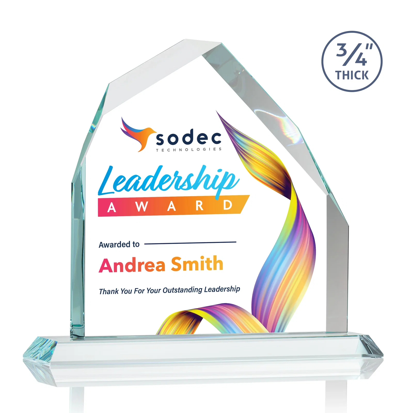 Customized Starfire Crystal Peak Award with Divergent Bevel Edges, awards for sales achievement awards