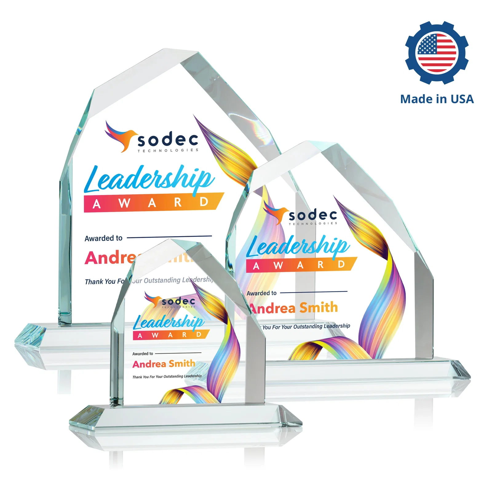 Customized Starfire Crystal Peak Award with Divergent Bevel Edges, awards for safety achievement programs