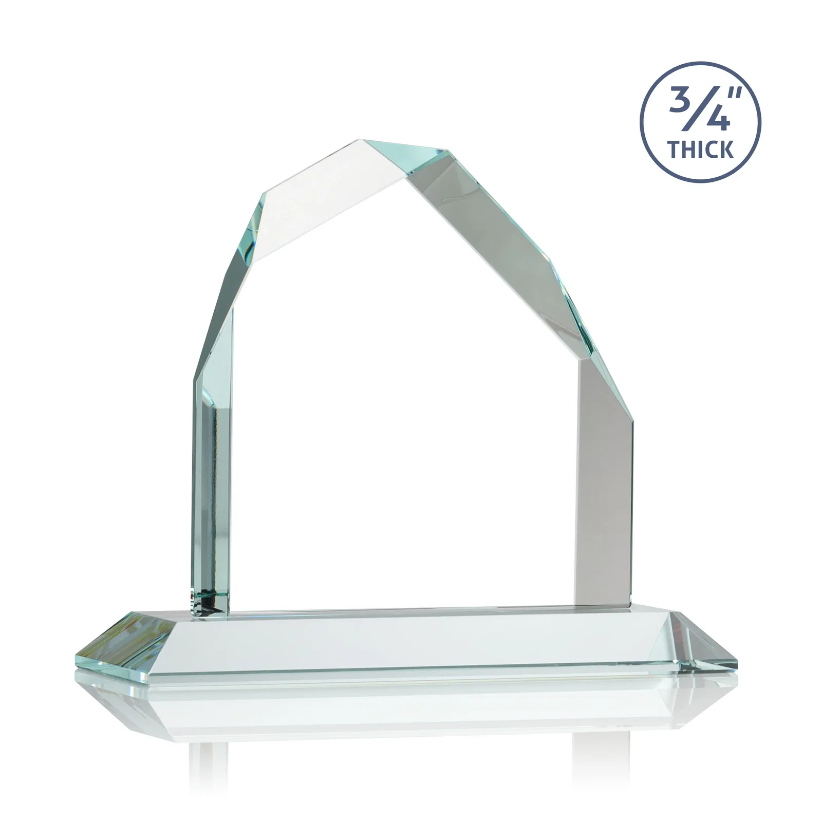 Custom engraved Starfire Crystal Peak Award with Divergent Bevel Edges, awards for employee recognition
