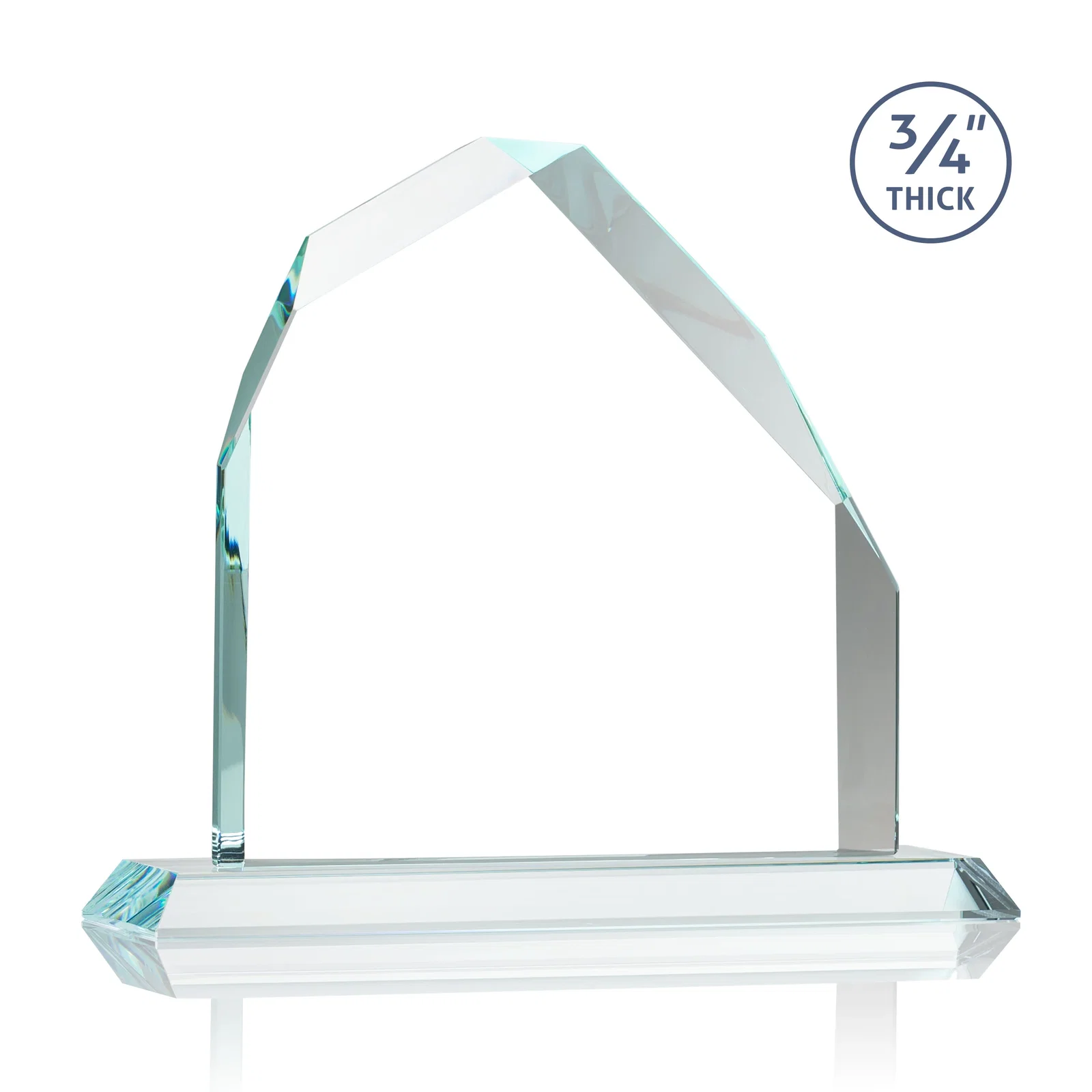 Custom engraved Starfire Crystal Peak Award with Divergent Bevel Edges, awards for corporate award ceremonies