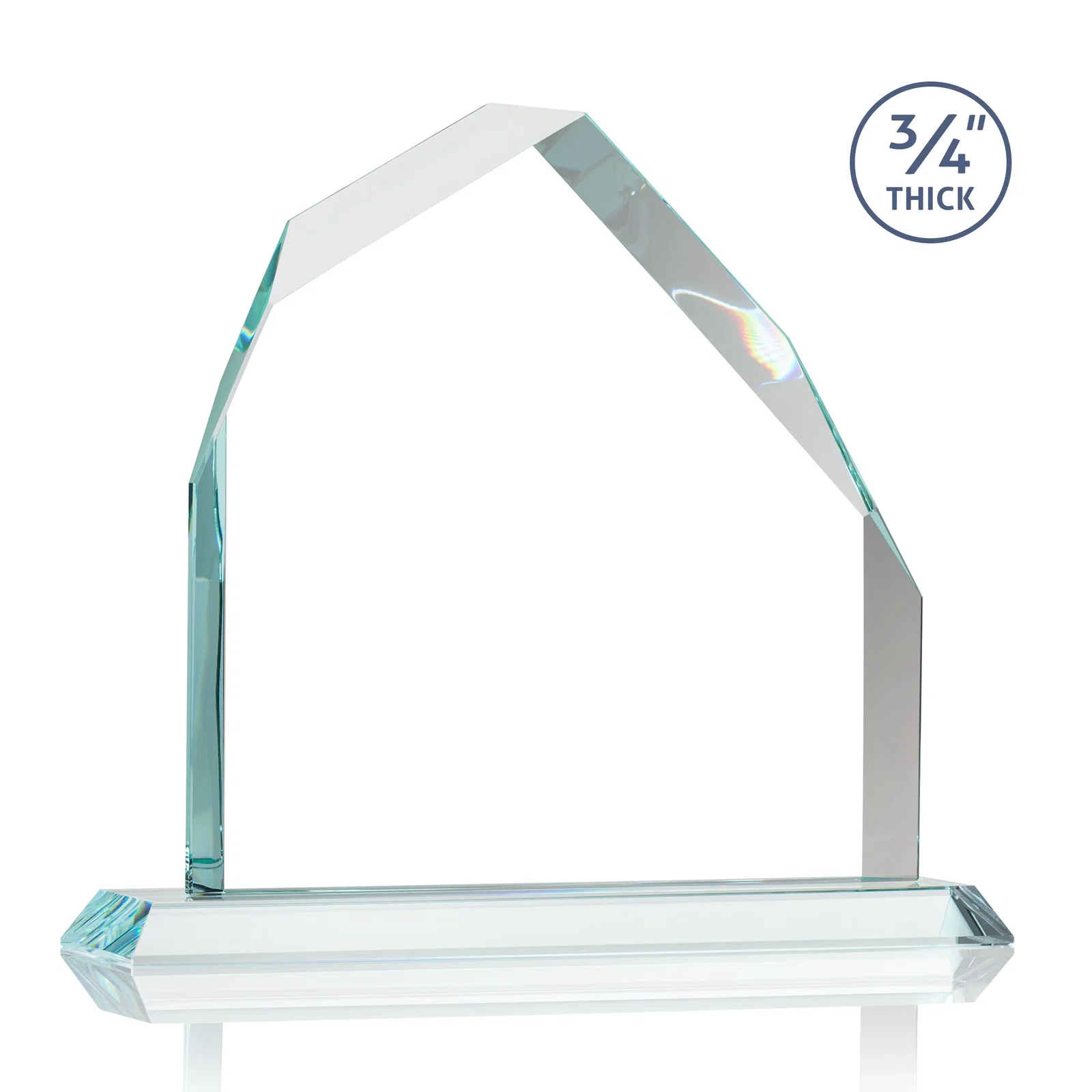 Custom engraved Starfire Crystal Peak Award with Divergent Bevel Edges, awards for service anniversary gifts
