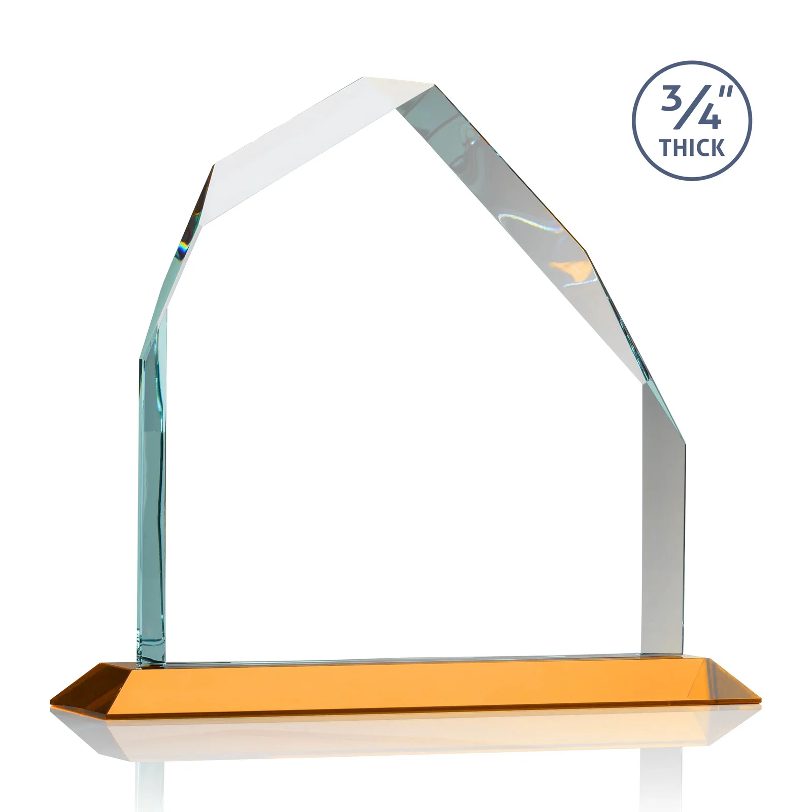 Custom engraved Starfire Crystal Peak Award with Divergent Bevel Edges, awards for team milestone celebrations
