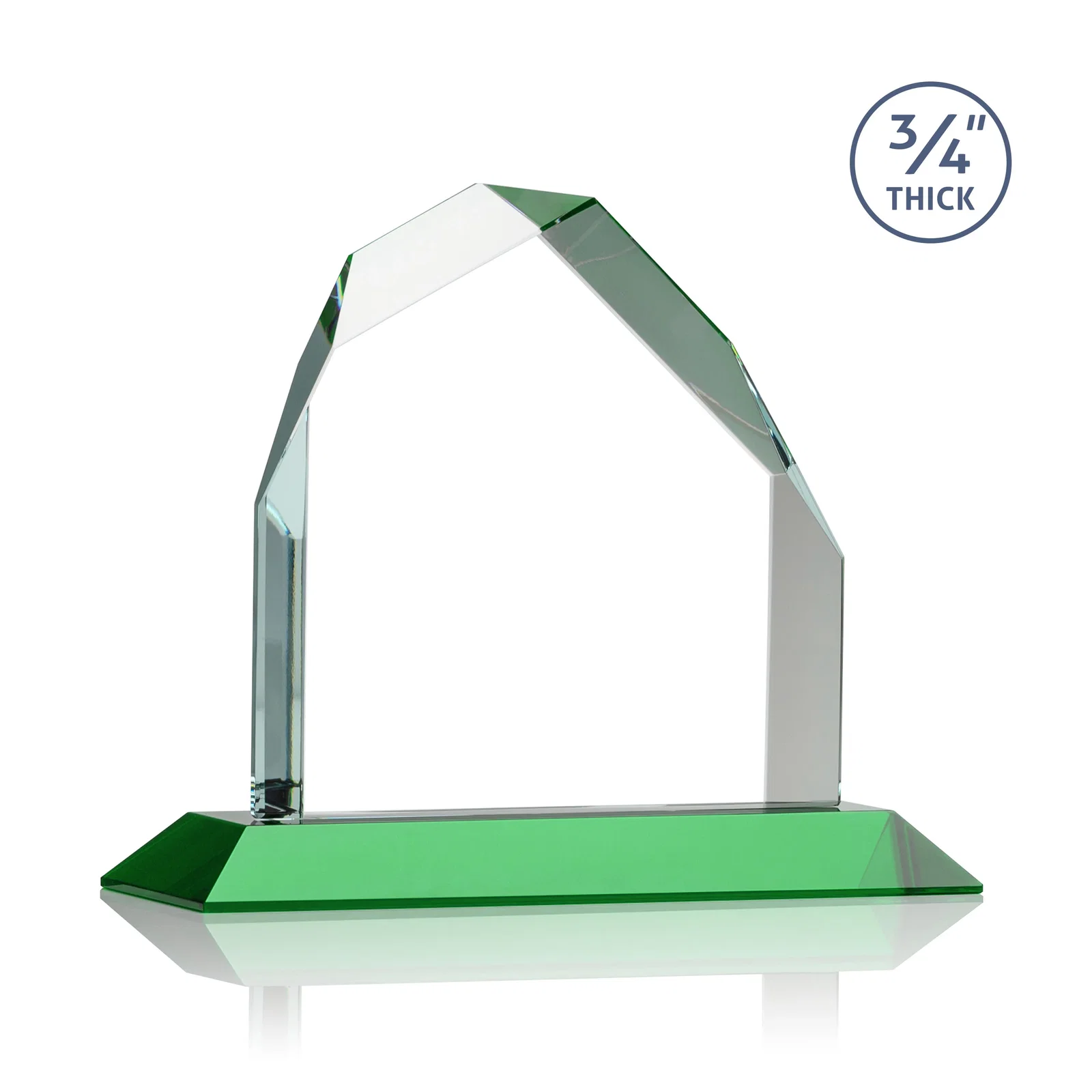 Custom engraved Starfire Crystal Peak Award with Divergent Bevel Edges, awards for donor appreciation