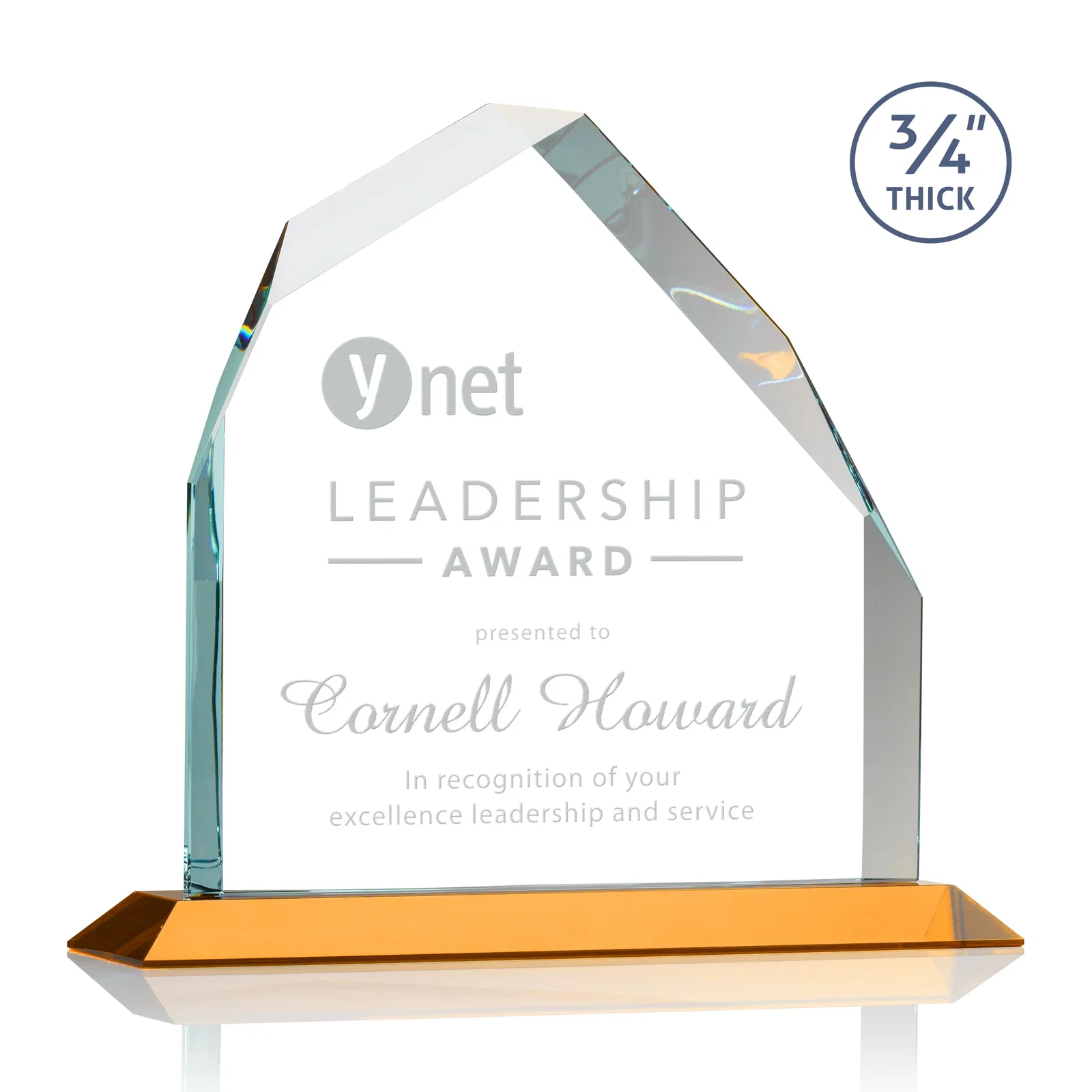 Custom Starfire Crystal Peak Award with Divergent Bevel Edges, awards for graduation ceremonies