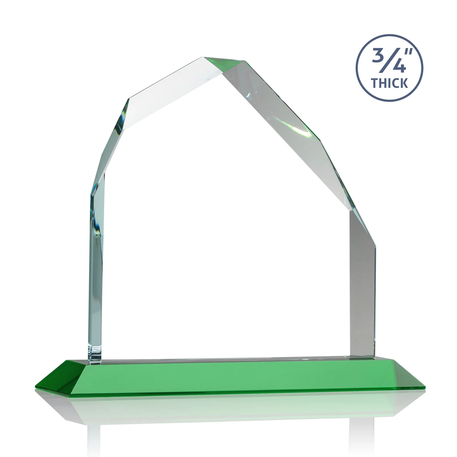 Custom engraved Starfire Crystal Peak Award with Divergent Bevel Edges, awards for graduation ceremonies