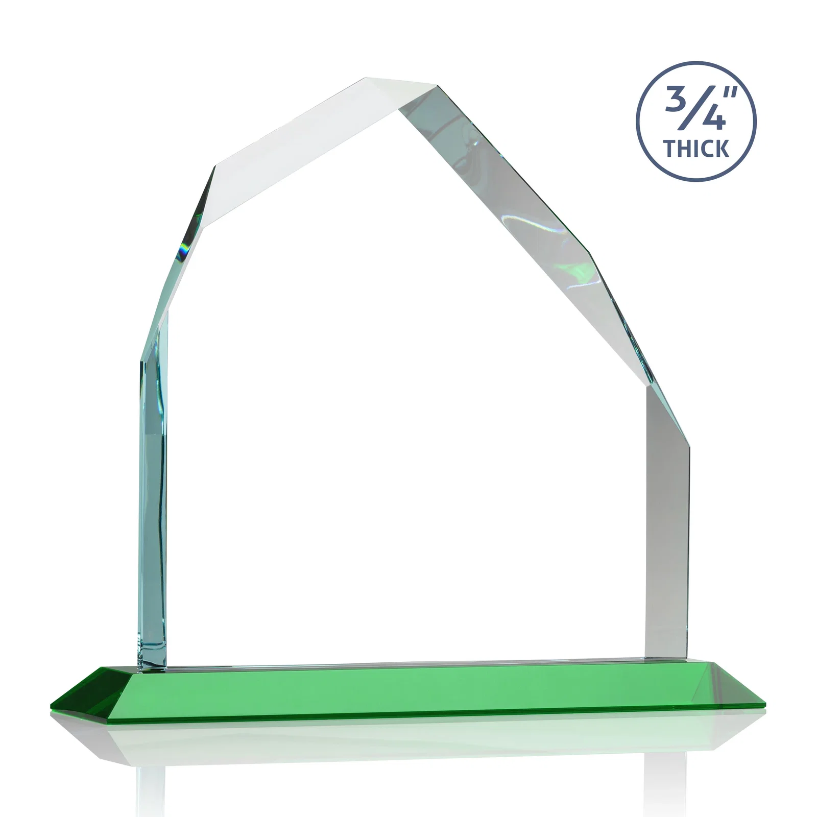 Custom engraved Starfire Crystal Peak Award with Divergent Bevel Edges, awards for safety achievement programs