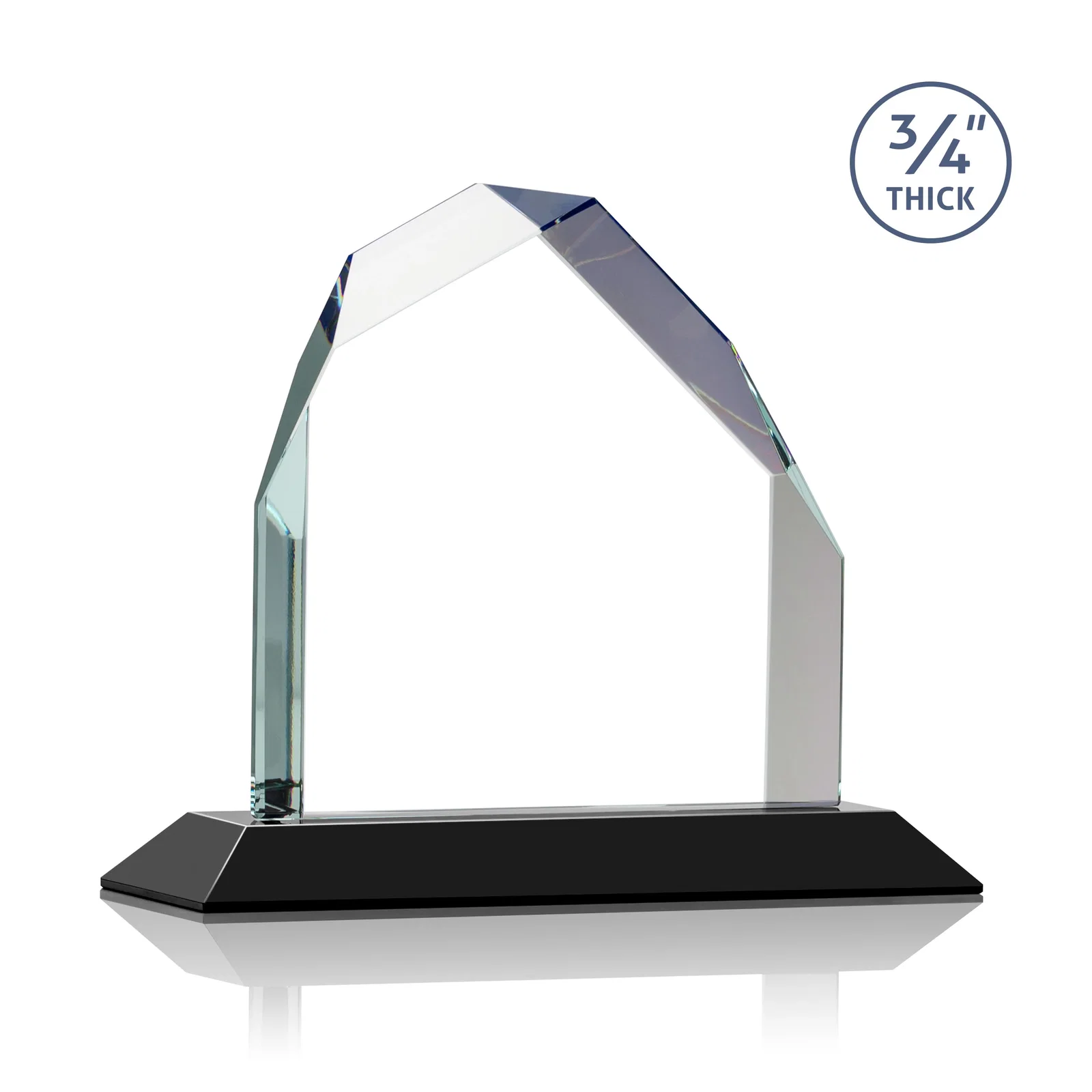 Custom engraved Starfire Crystal Peak Award with Divergent Bevel Edges, awards for volunteer appreciation