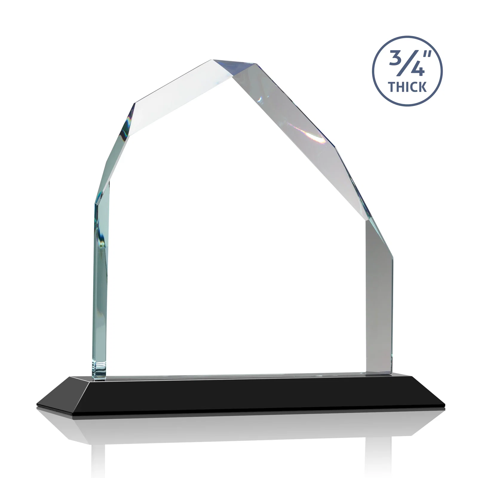 Custom engraved Starfire Crystal Peak Award with Divergent Bevel Edges, awards for dealer and partner awards
