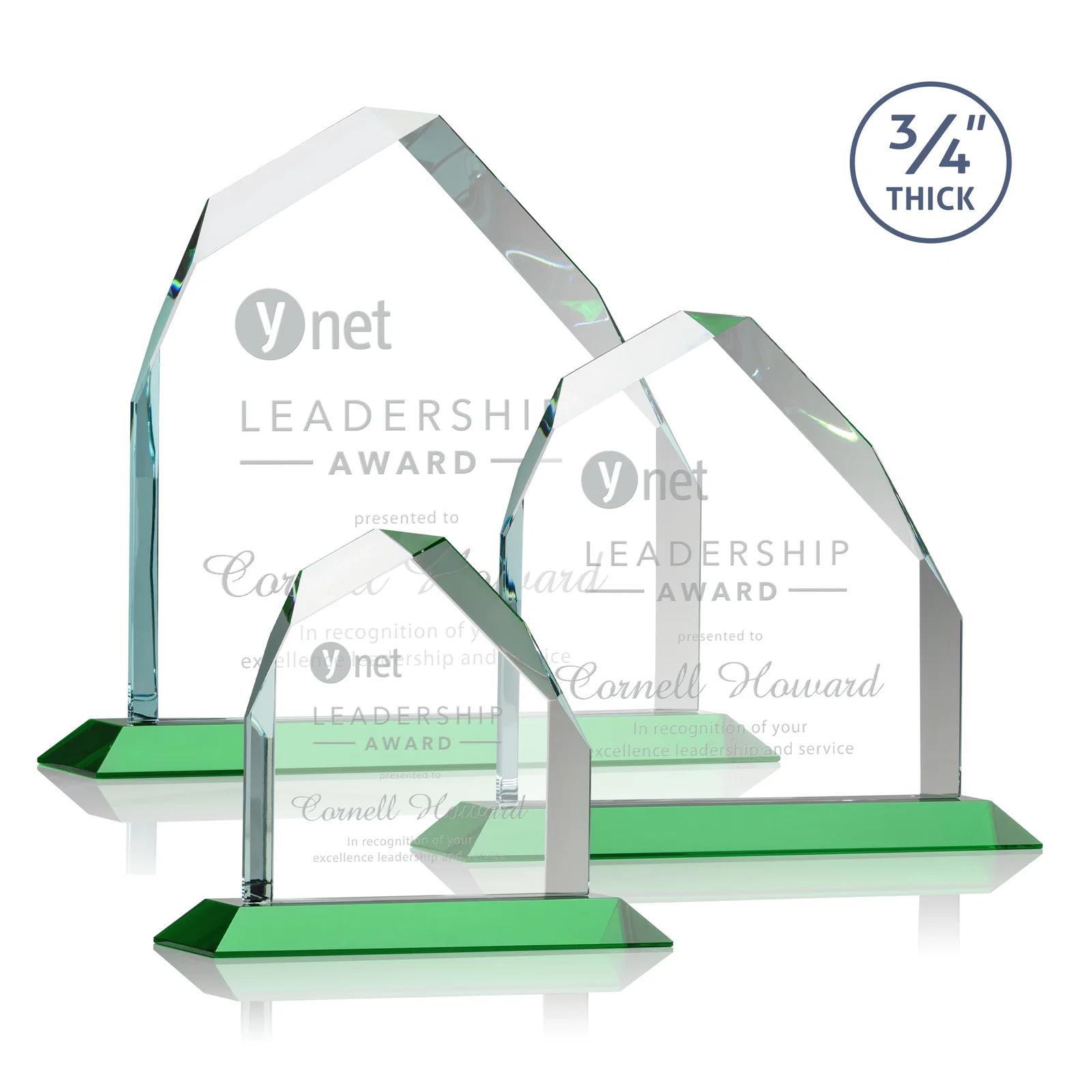 Custom Starfire Crystal Peak Award with Divergent Bevel Edges, awards for safety achievement programs