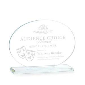 Starfire Crystal Oval Award on Beveled Base, Horizontal or Vertical