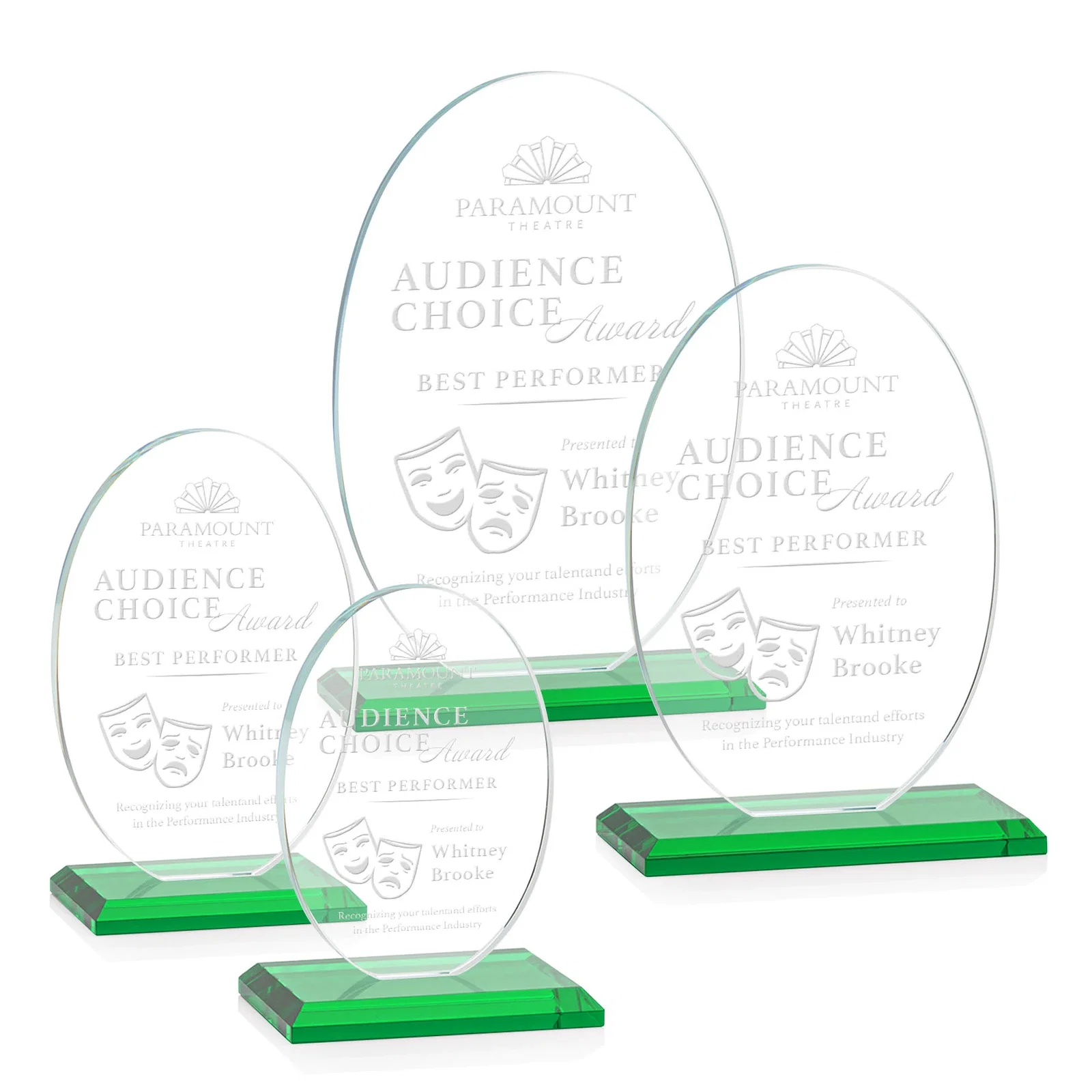 Custom Starfire Crystal Half-Inch-Thick Oval Award, awards for dealer and partner awards