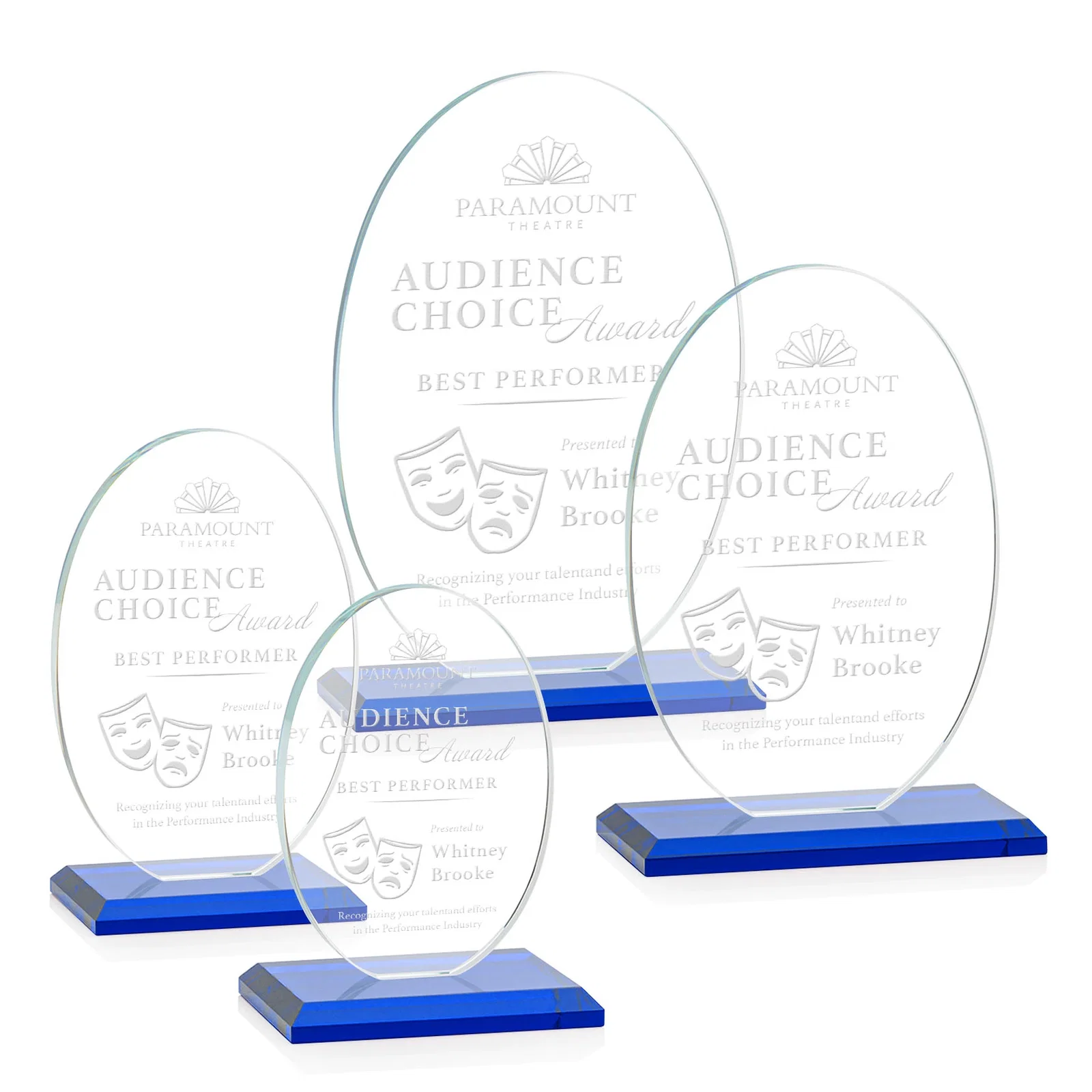 Personalized Starfire Crystal Half-Inch-Thick Oval Award, awards for safety achievement programs