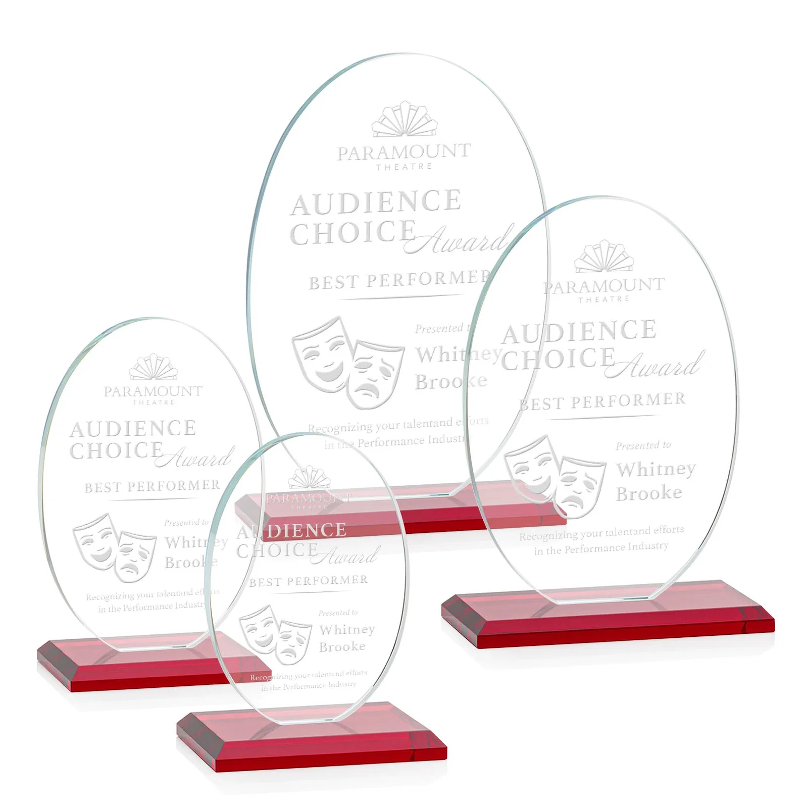 Promotional Starfire Crystal Half-Inch-Thick Oval Award, awards for corporate award ceremonies