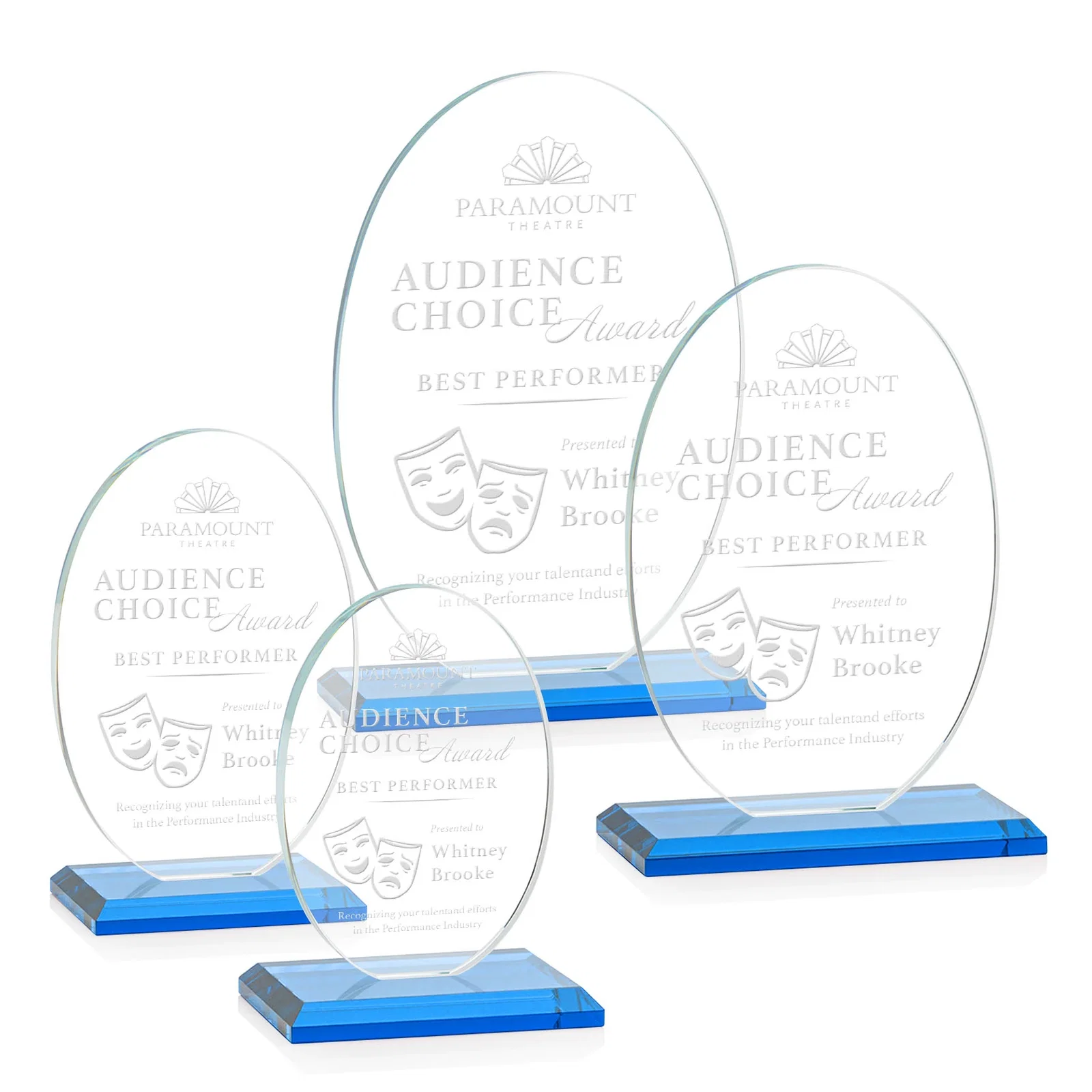 Promotional Starfire Crystal Half-Inch-Thick Oval Award, awards for donor appreciation