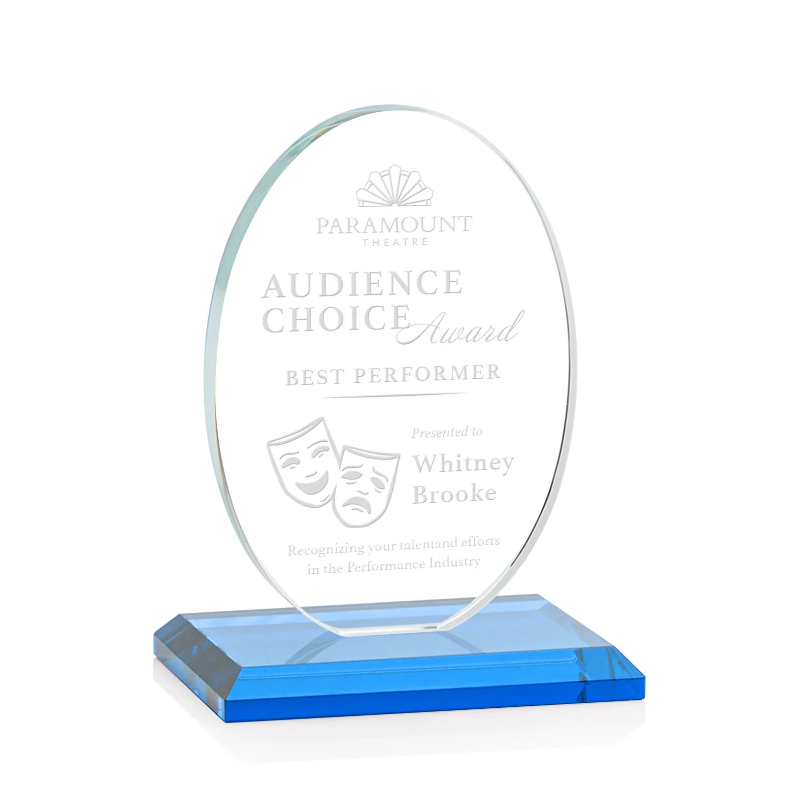 Promotional Starfire Crystal Half-Inch-Thick Oval Award, awards for graduation ceremonies