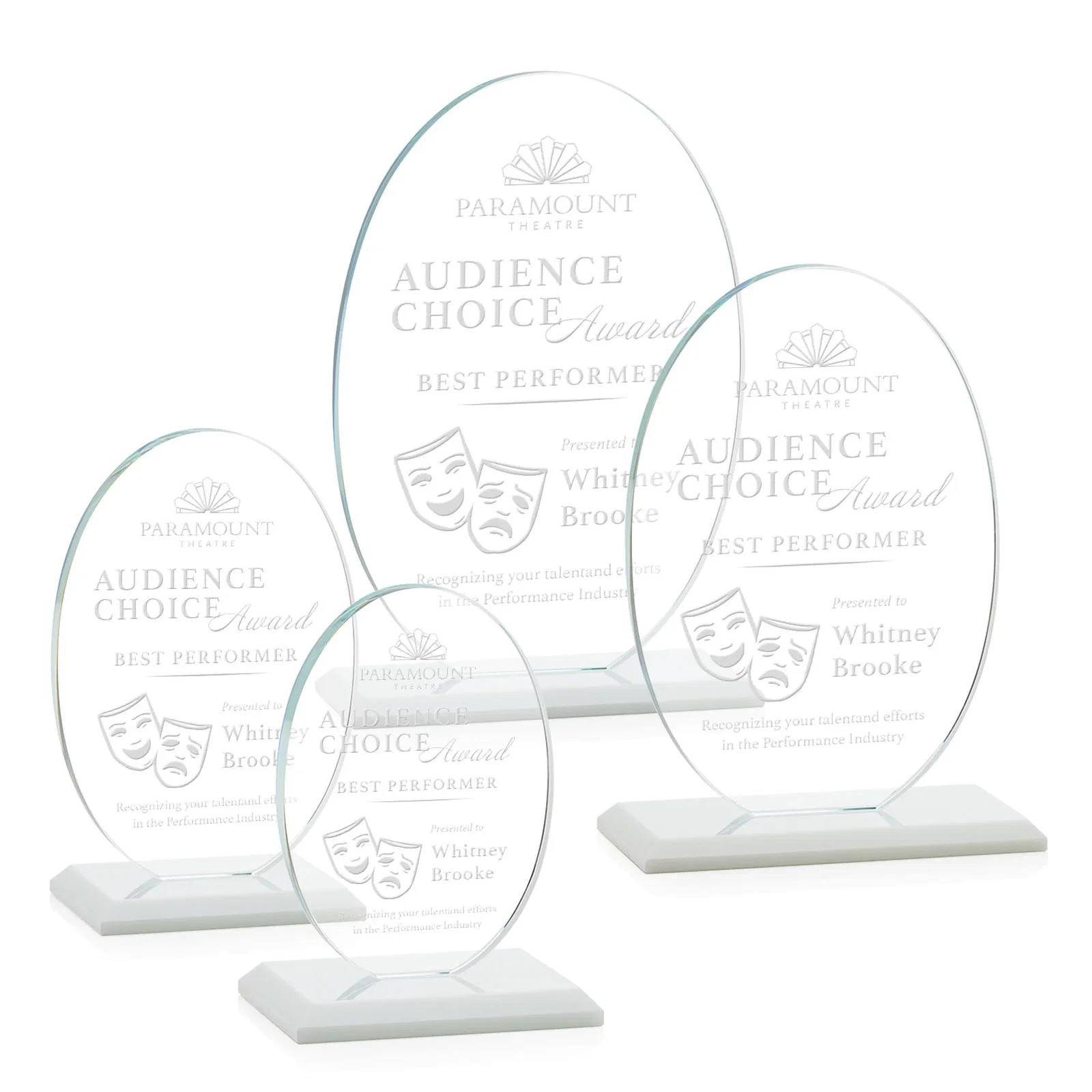 Promotional Starfire Crystal Half-Inch-Thick Oval Award, awards for company anniversary events