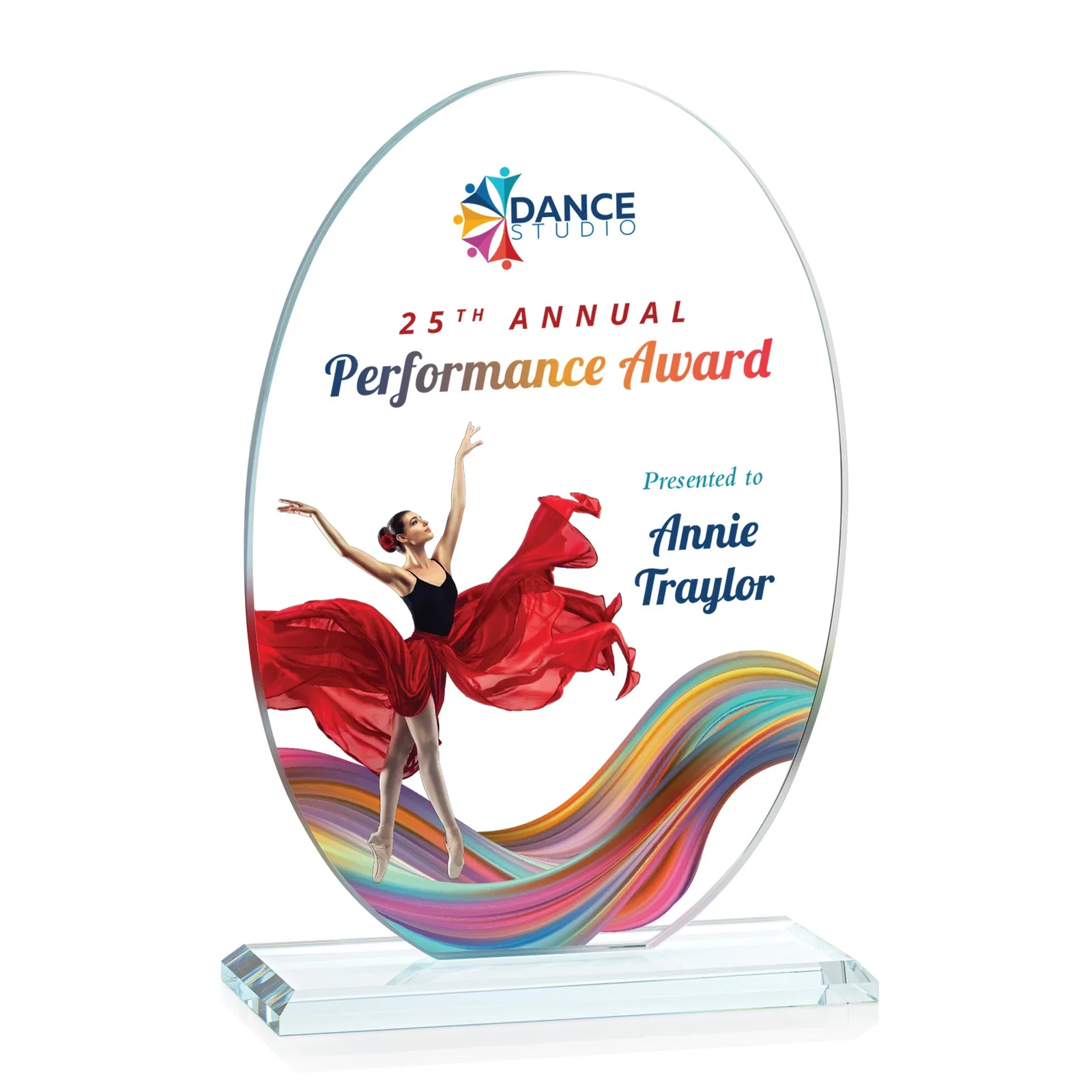 Branded Starfire Crystal Half-Inch-Thick Oval Award, awards for safety achievement programs