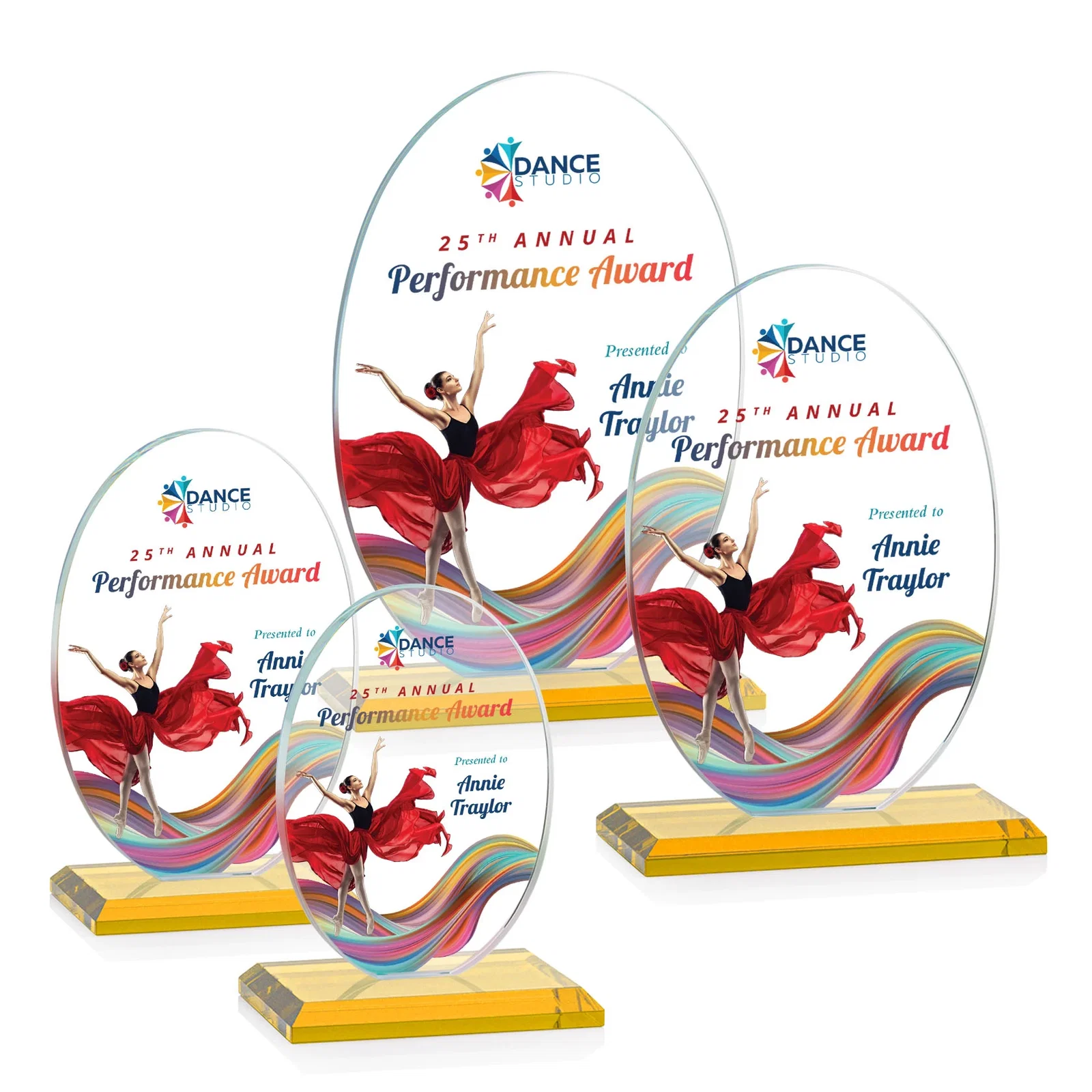 Branded Starfire Crystal Half-Inch-Thick Oval Award, awards for volunteer appreciation